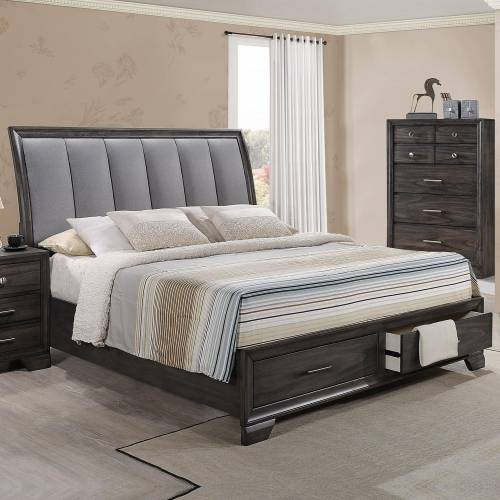 Buy Crown Mark B6580 Jaymes Queen Sleigh Bed in Gray, Fabric online