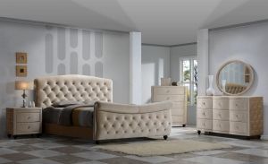 Buy Ashley Cassimore Queen Sleigh Bedroom Set 3 Pcs In Gray Velvet Online