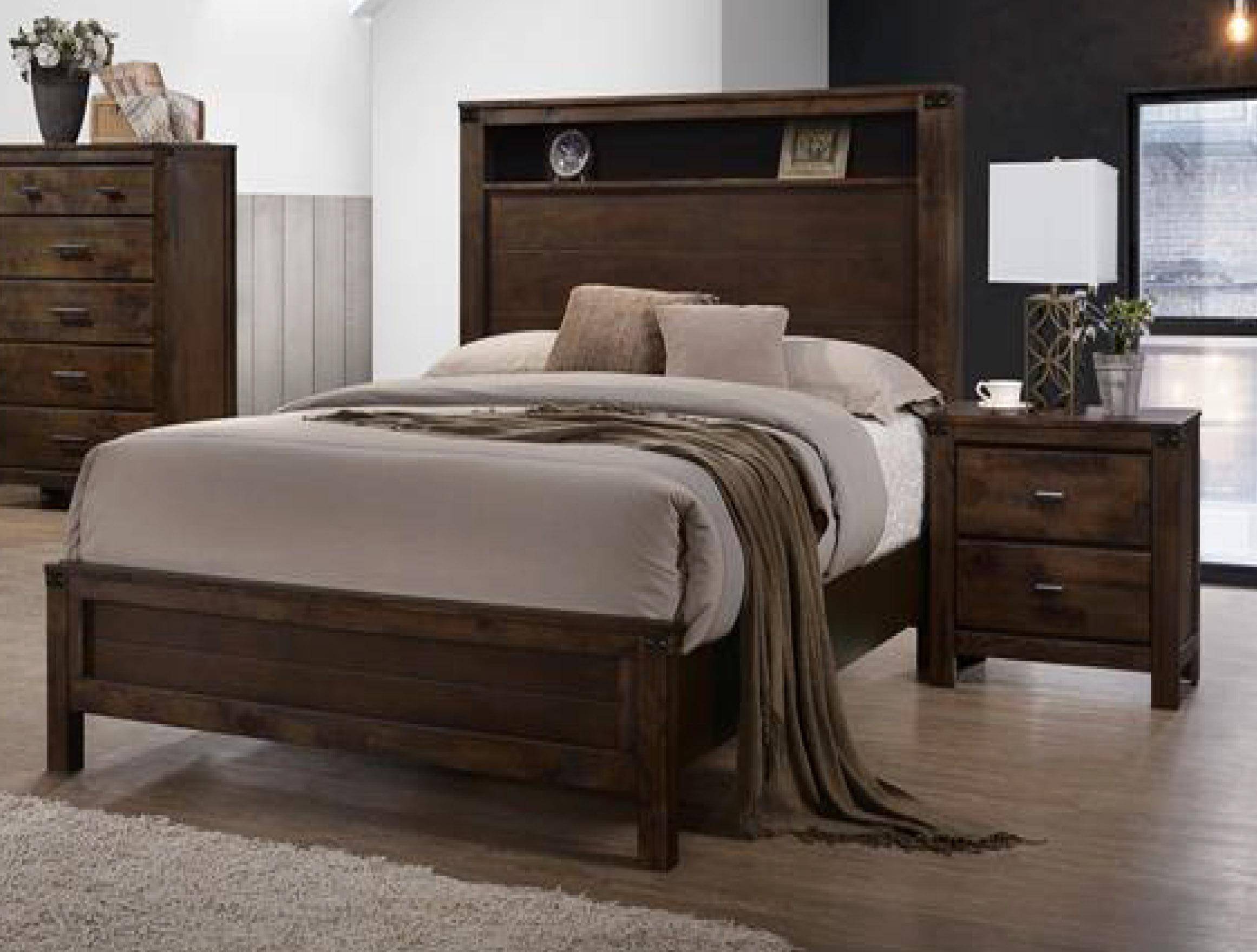 Global Furniture Victoria King Panel Bedroom Set 5 Pcs In Brown Wood Solid Hardwood