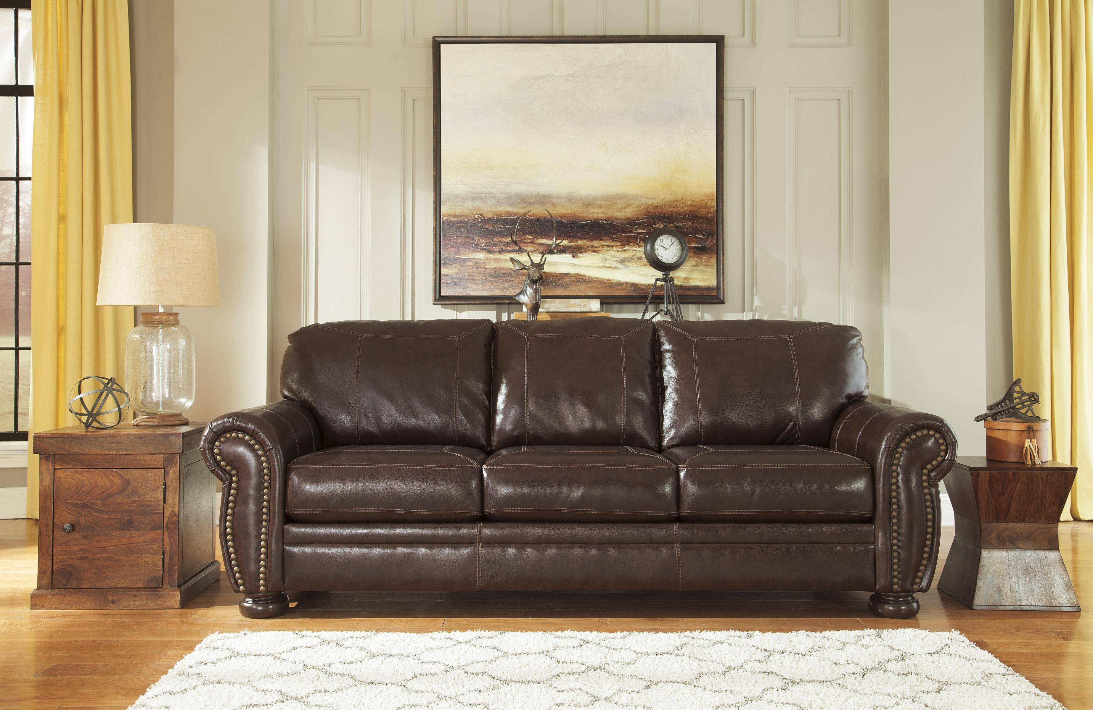 ashley brand leather 2024 sofa