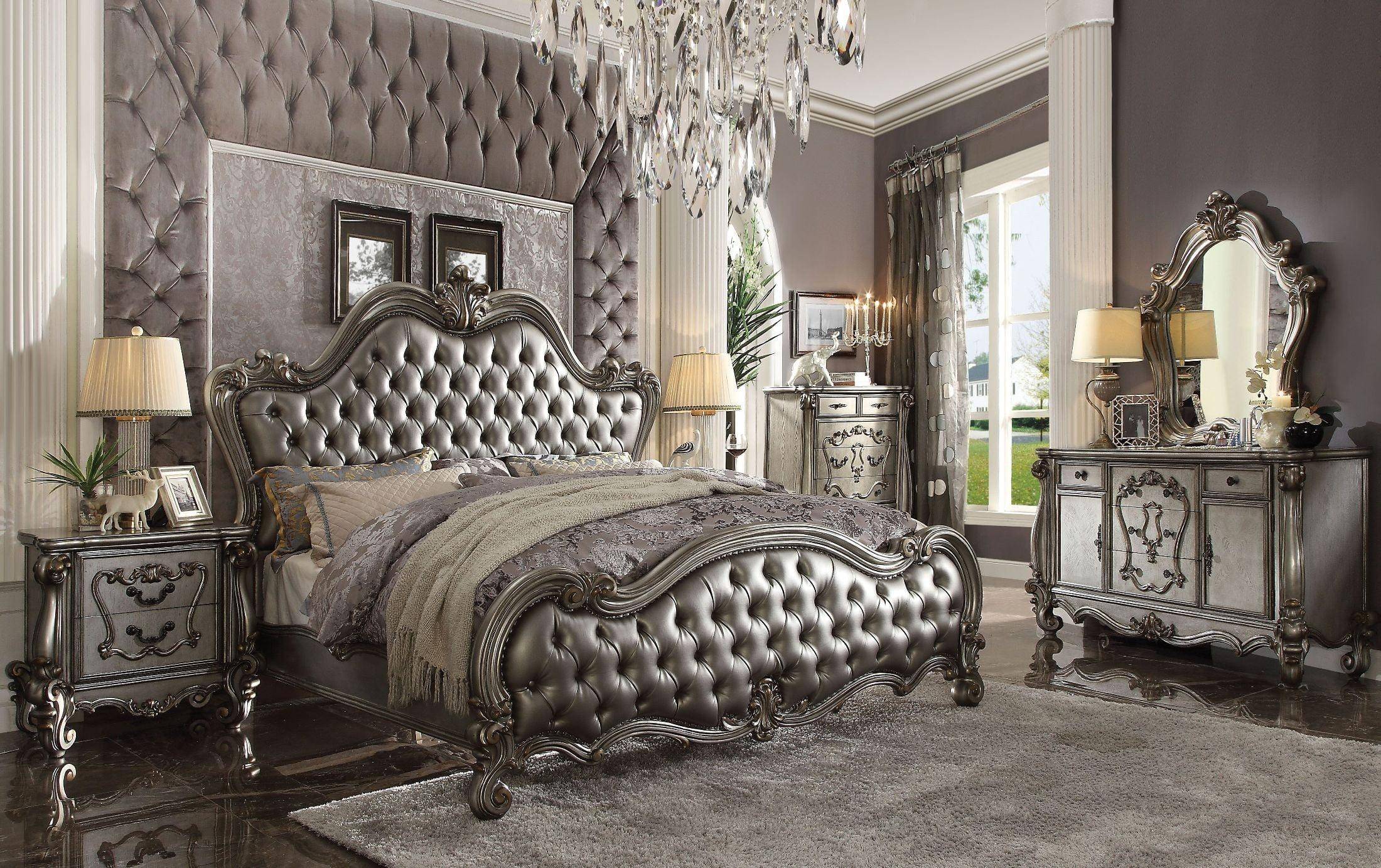 acme versailles antique white bedroom furniture amazon