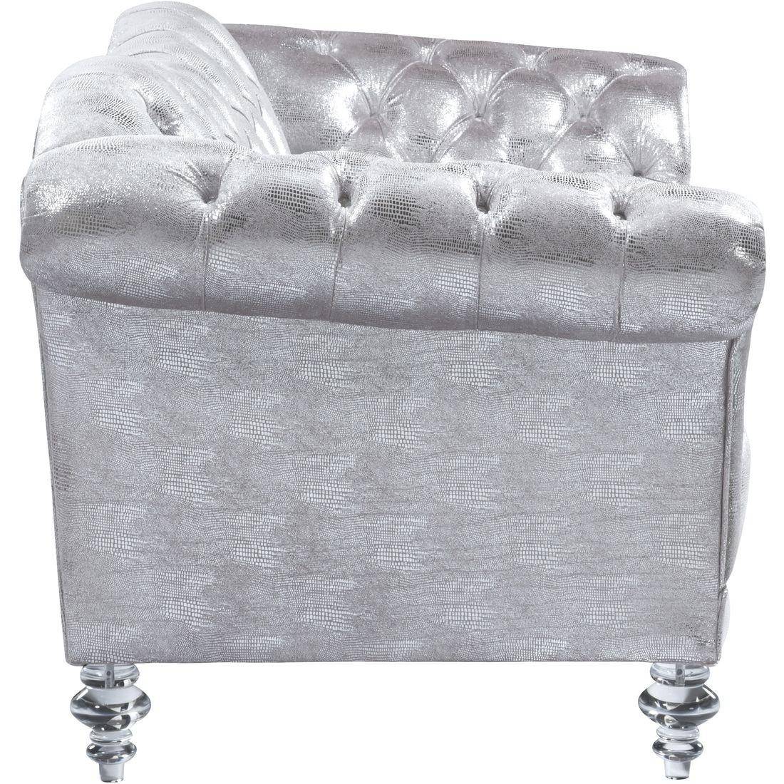 Buy Acme Dixie Loveseat In Silver Metal Fabric Online