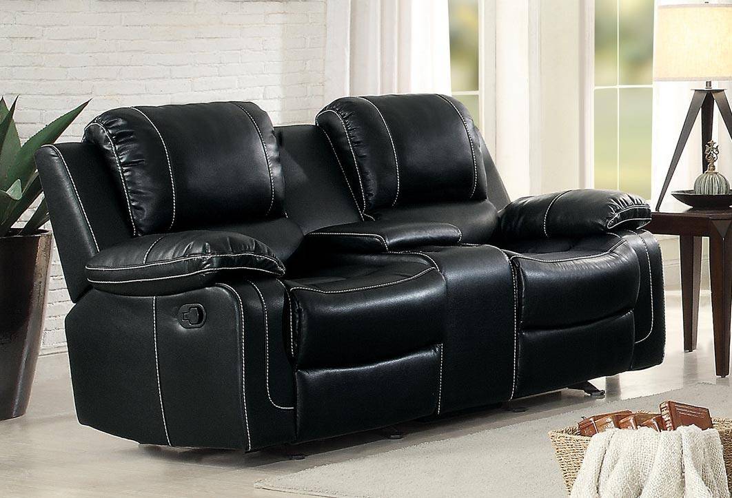 Homelegance Oriole Black Double Reclining Sofa 8334BLK-3