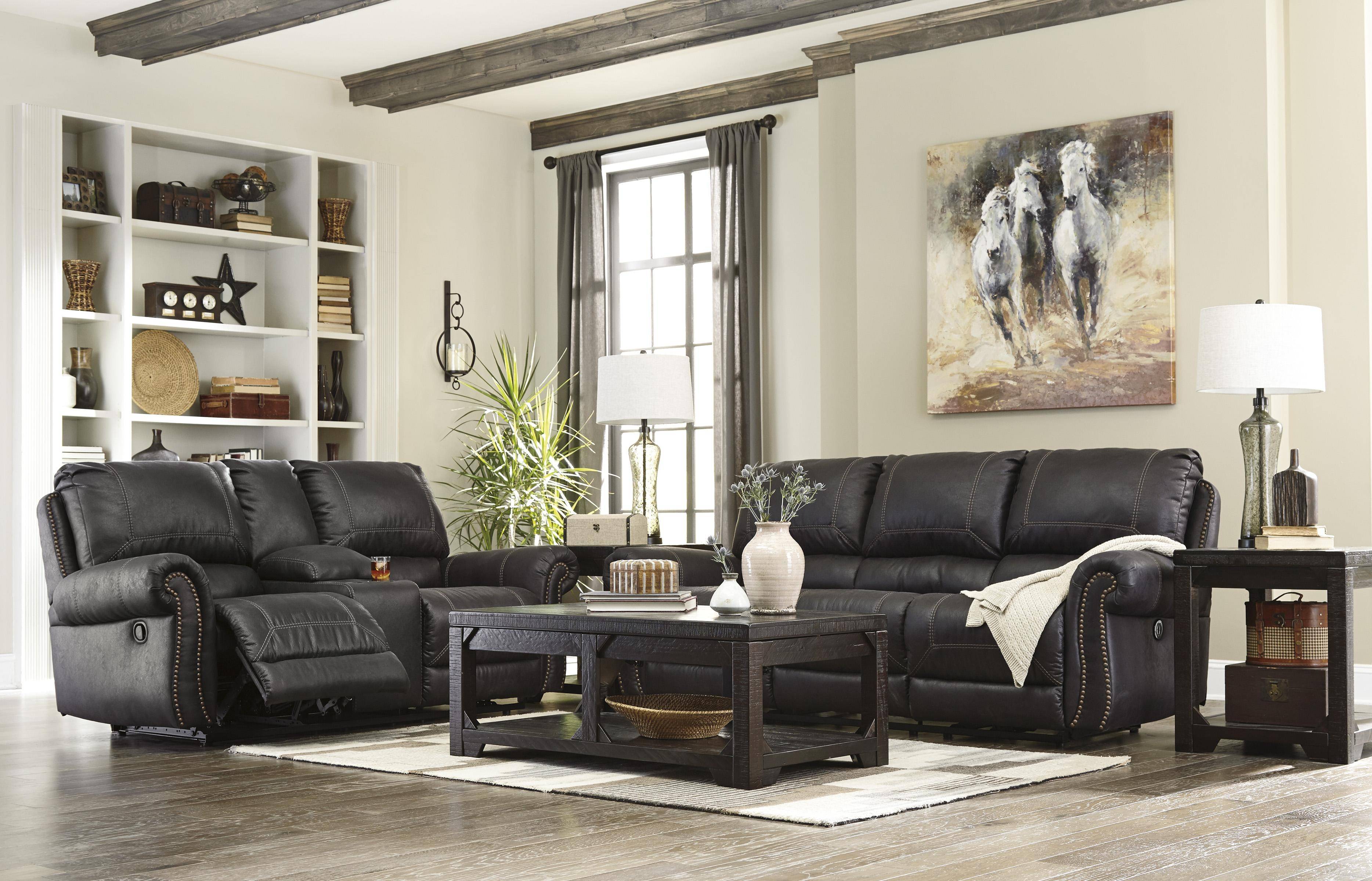 Bobs Furniture Living Room Sets - This set has bonded leather