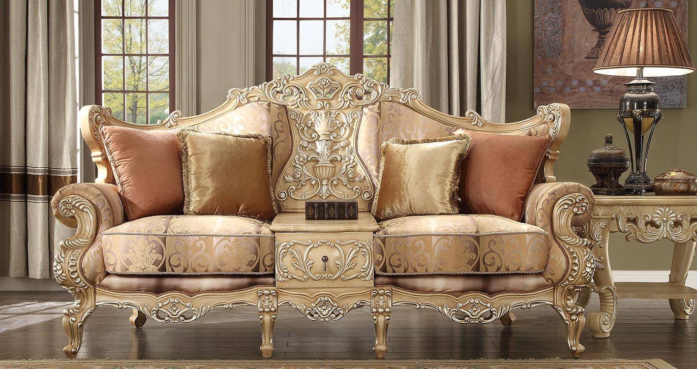 Buy Homey Design HD-1633 Sofa Loveseat and Chair 3 Pcs in Gold