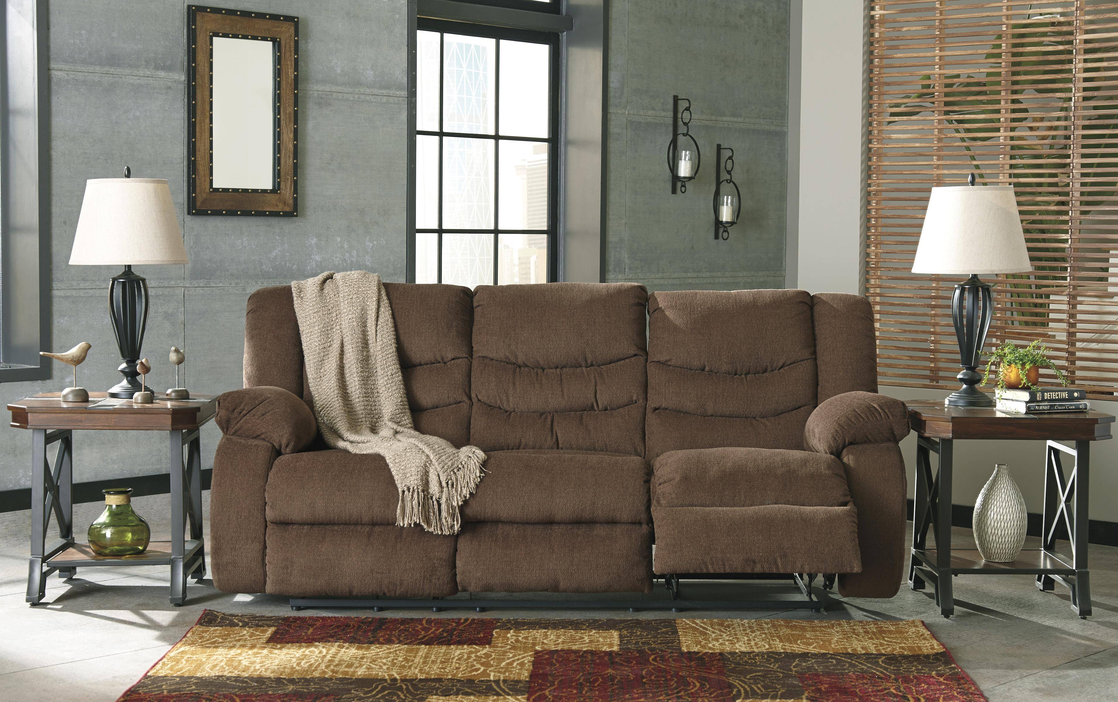 Buy Ashley Tulen Reclining Sofa in Chocolate, Fabric online