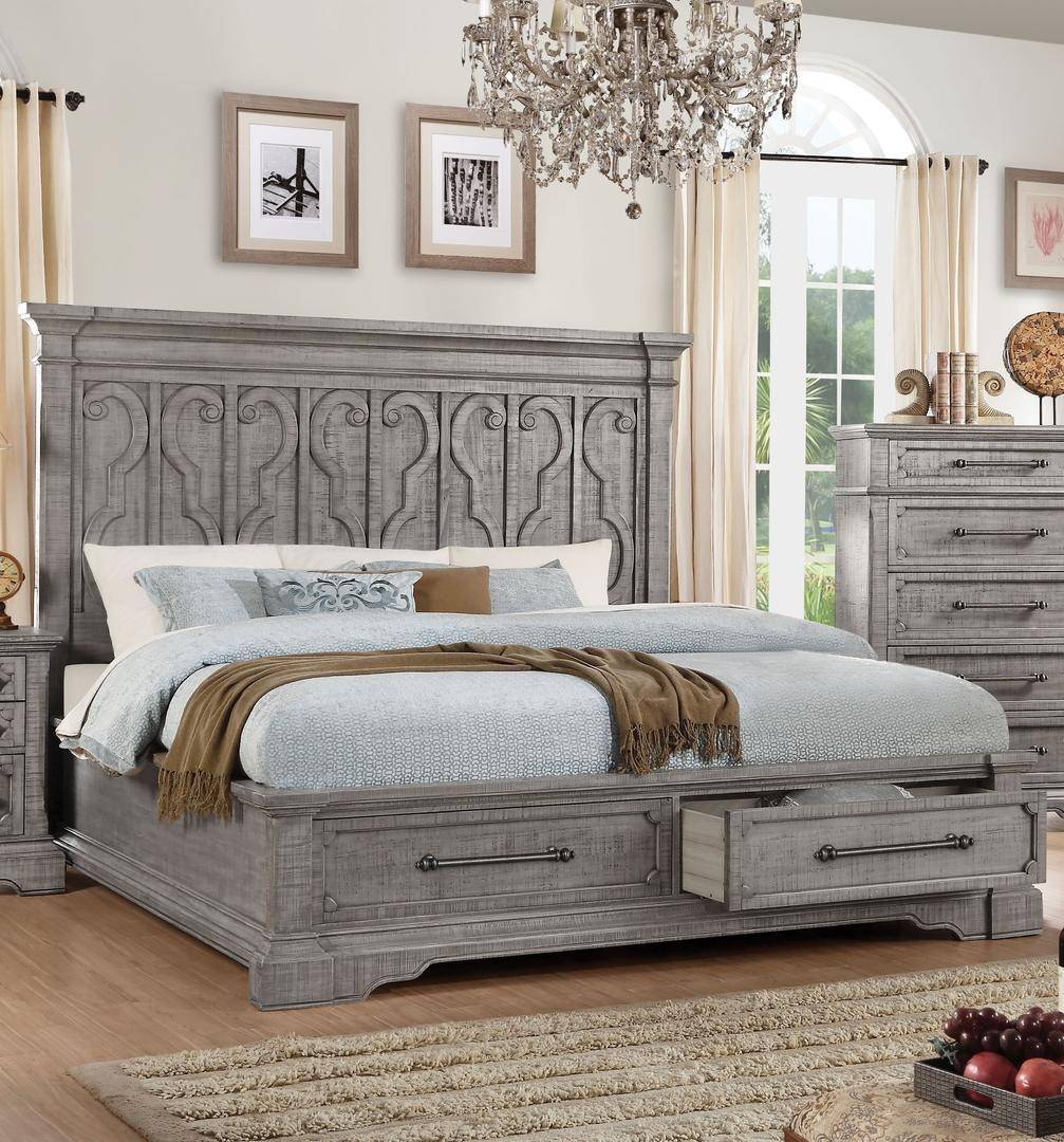 Buy Acme Artesia Queen Storage Bedroom Set 5 Pcs In Natural Wood Wood Wood Veneers Online