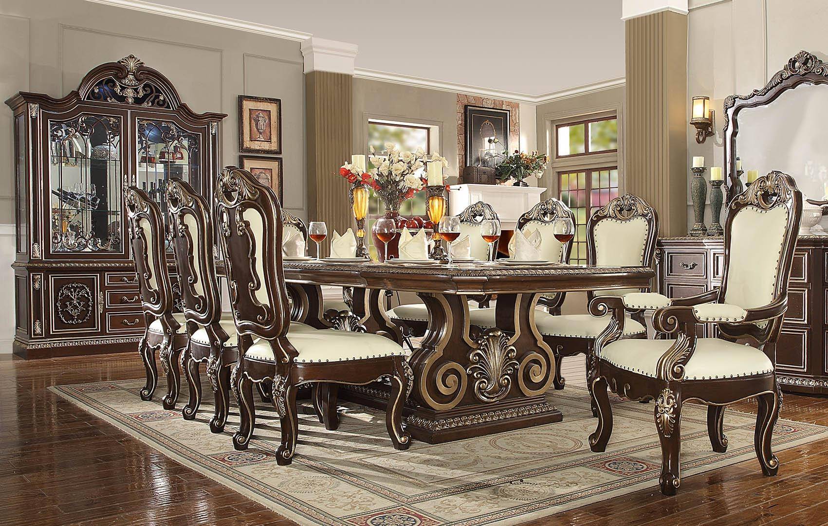 Buy Homey Design Hd 8013 Dining Table In Ivory Dark Cherry Wood Online