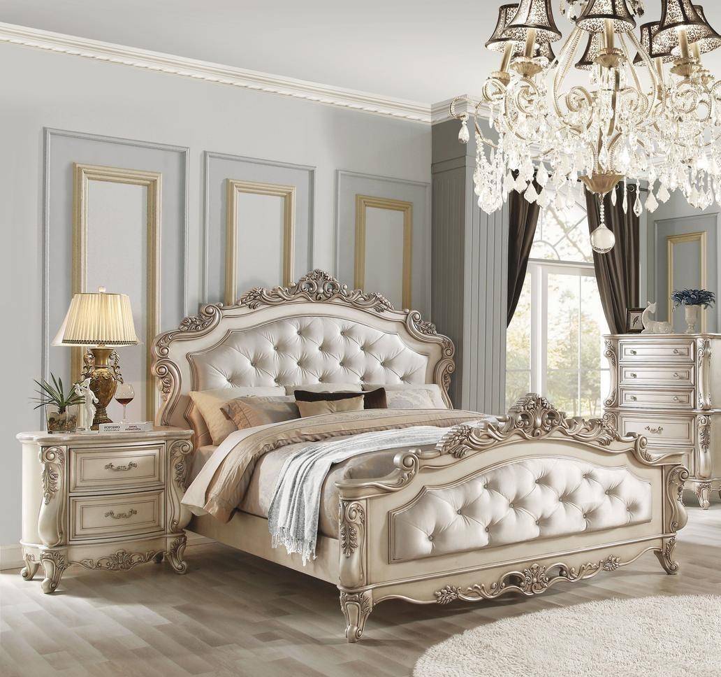 Buy ACME Gorsedd Queen Panel Bedroom Set 3 Pcs in Cream, Antique White