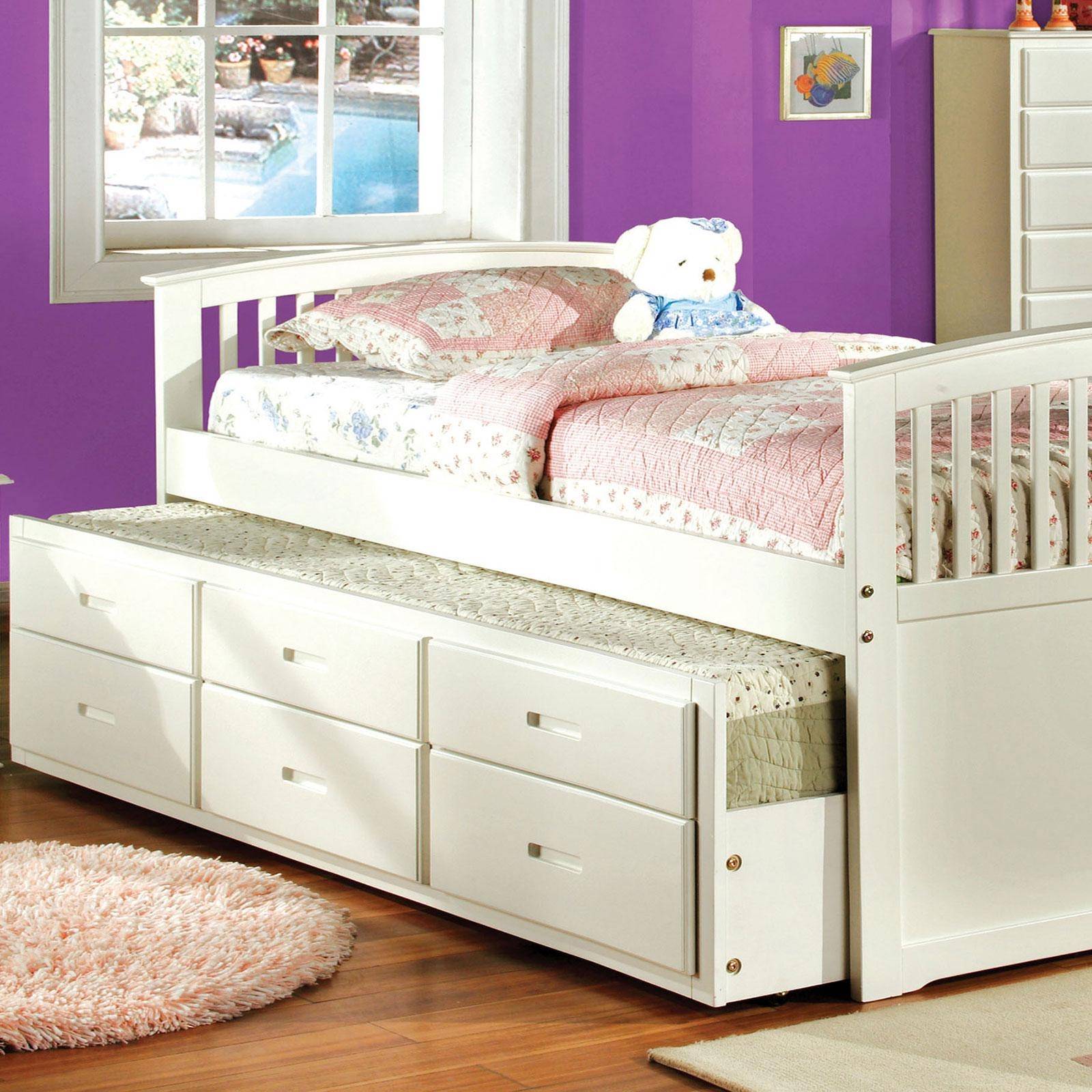 Buy Furniture of America Bella Twin Trundle Bed in White, Wood online