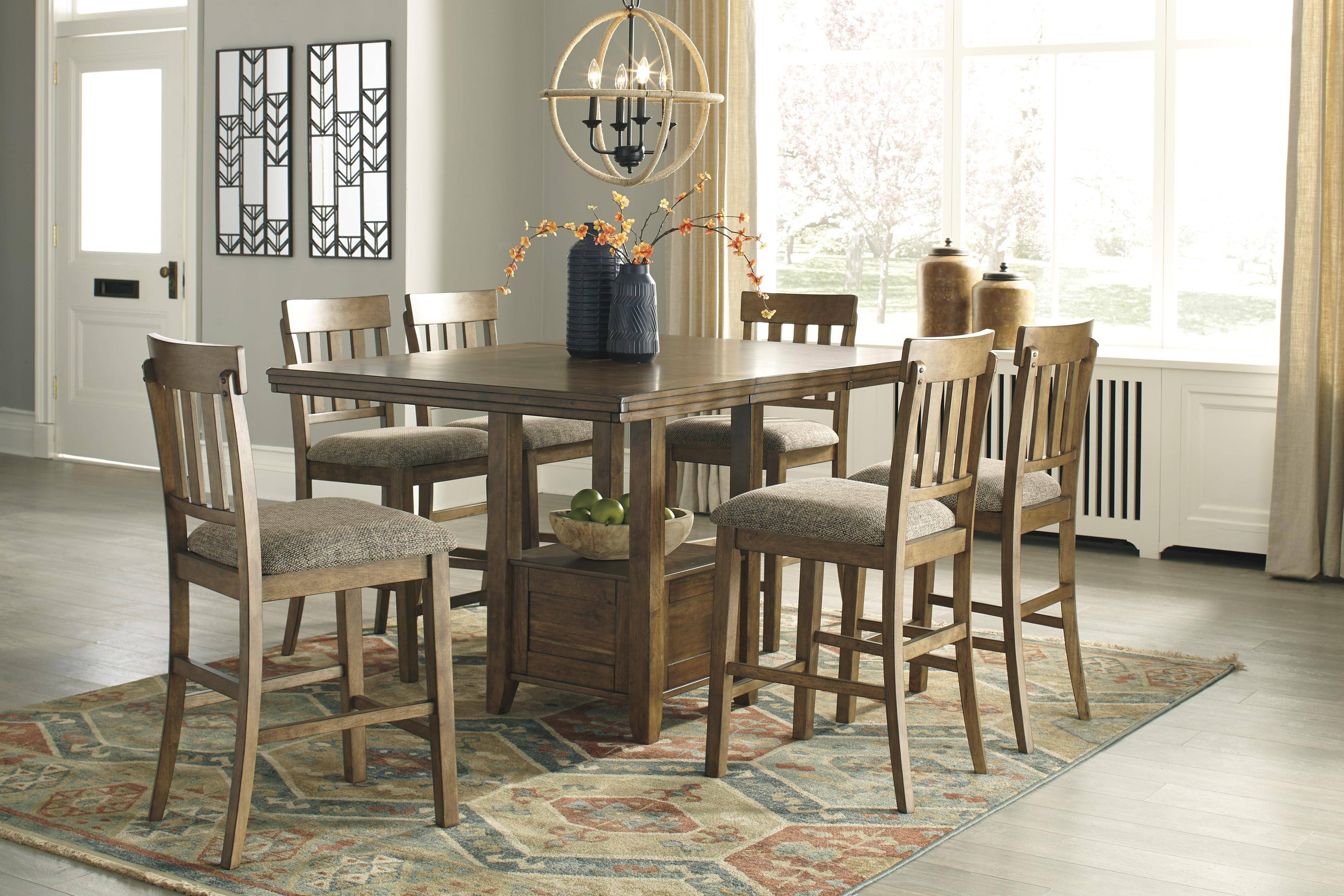 Buy Ashley Flaybern Dining Sets 7 Pcs in Brown, Polyester online