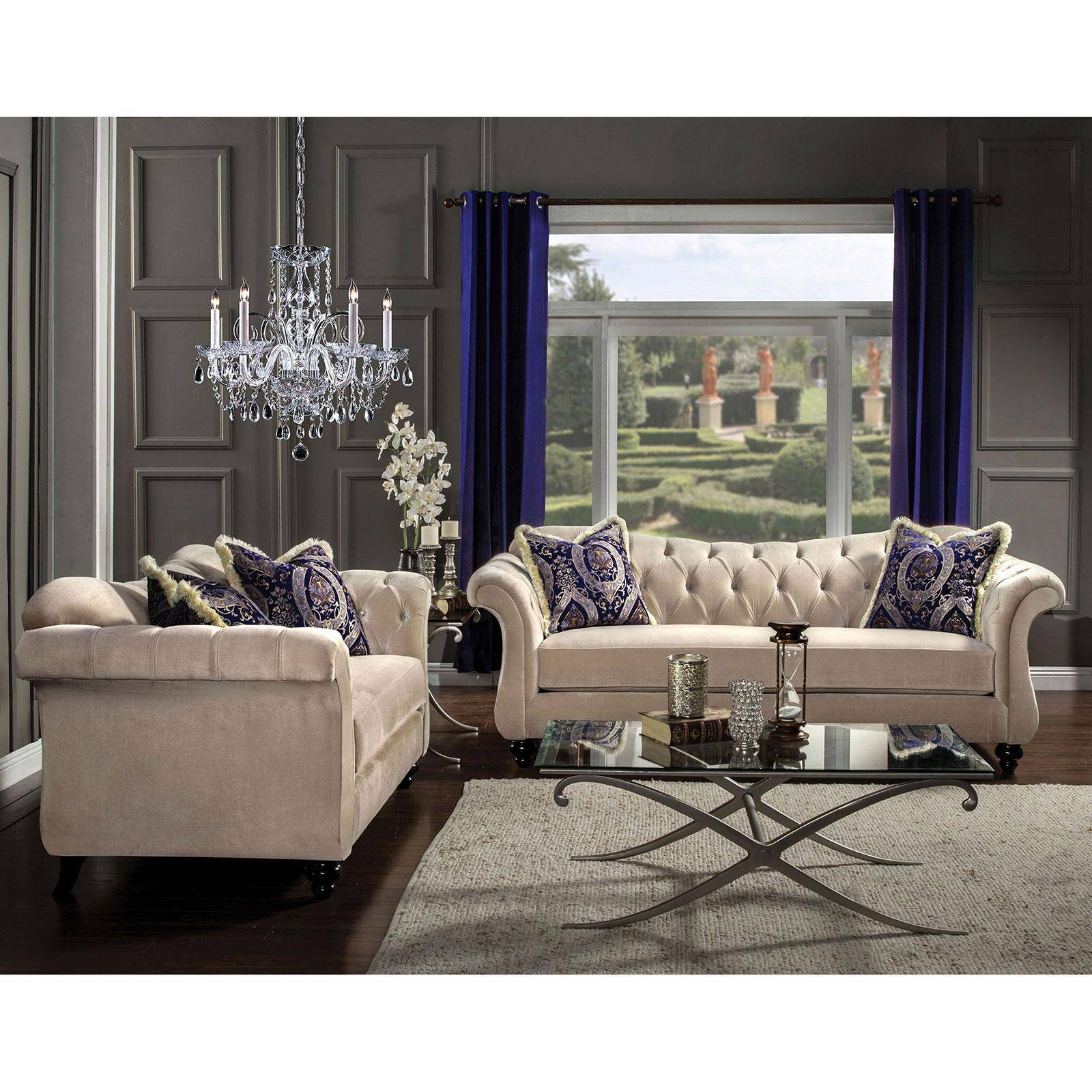 Buy Furniture of America Antoinette Sofa in Beige, Fabric online