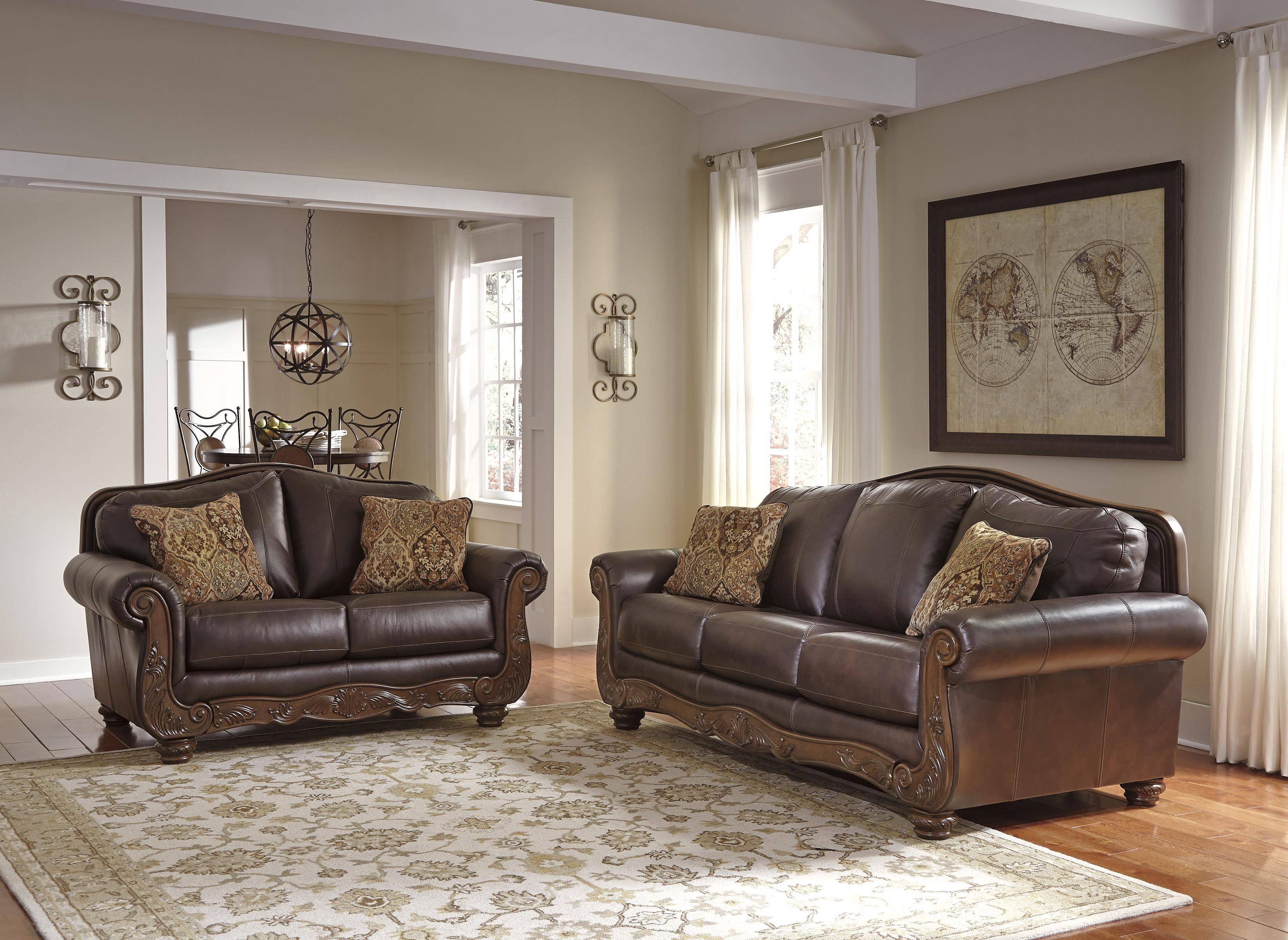 wood and leather recliner sofa set