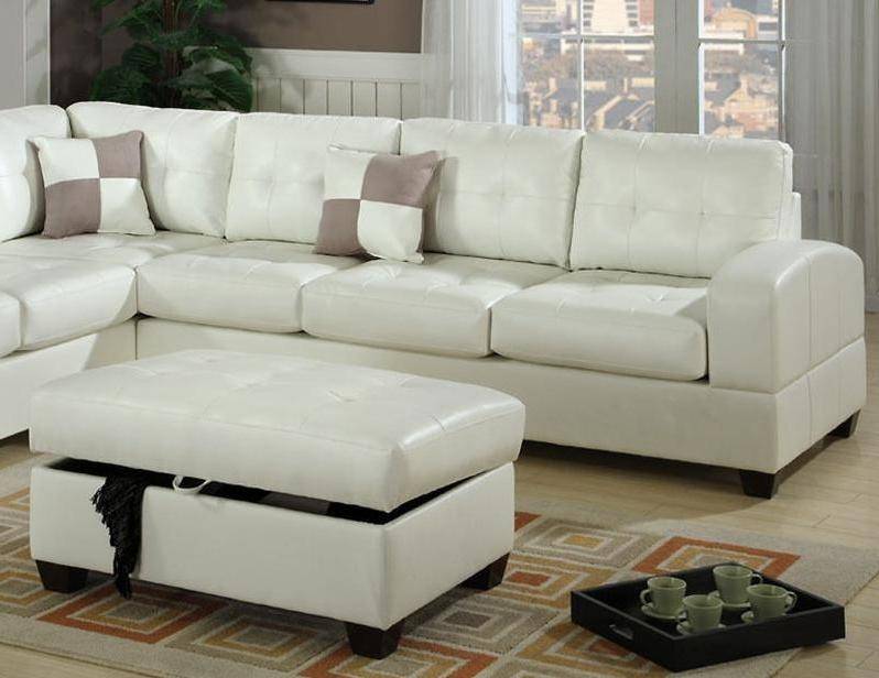 acme kiva reversible sectional sofa white bonded leather