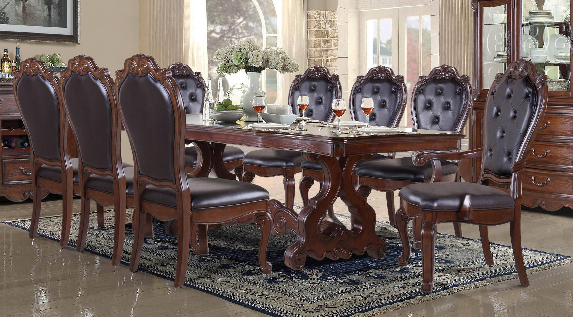 Traditional Cherry Dining Room Set / Cherry Double Pedestal Dining