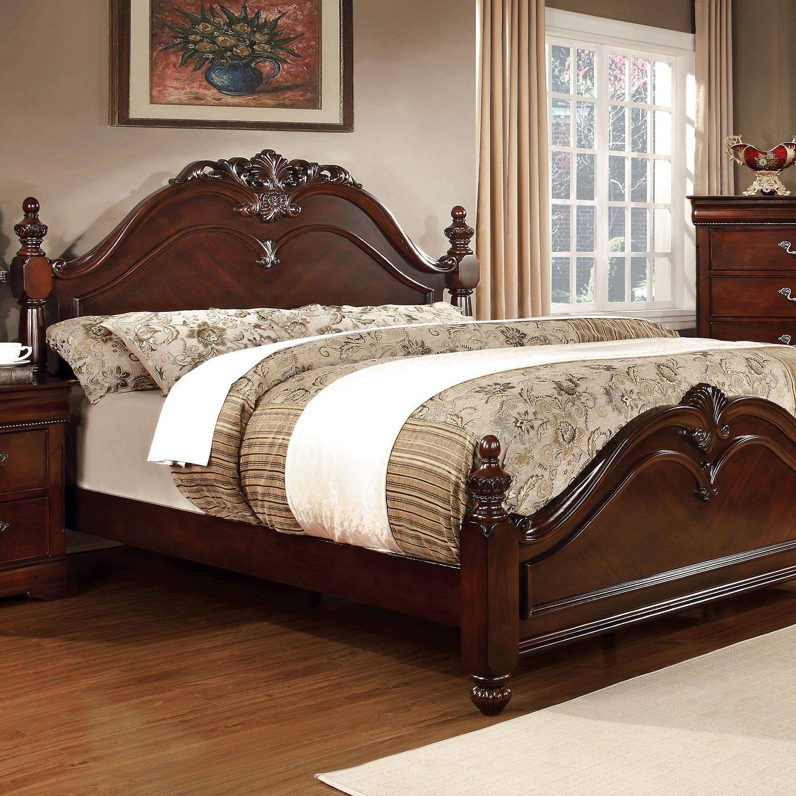 Buy Furniture Of America Mandura California King Poster Bed In Brown Wood Online