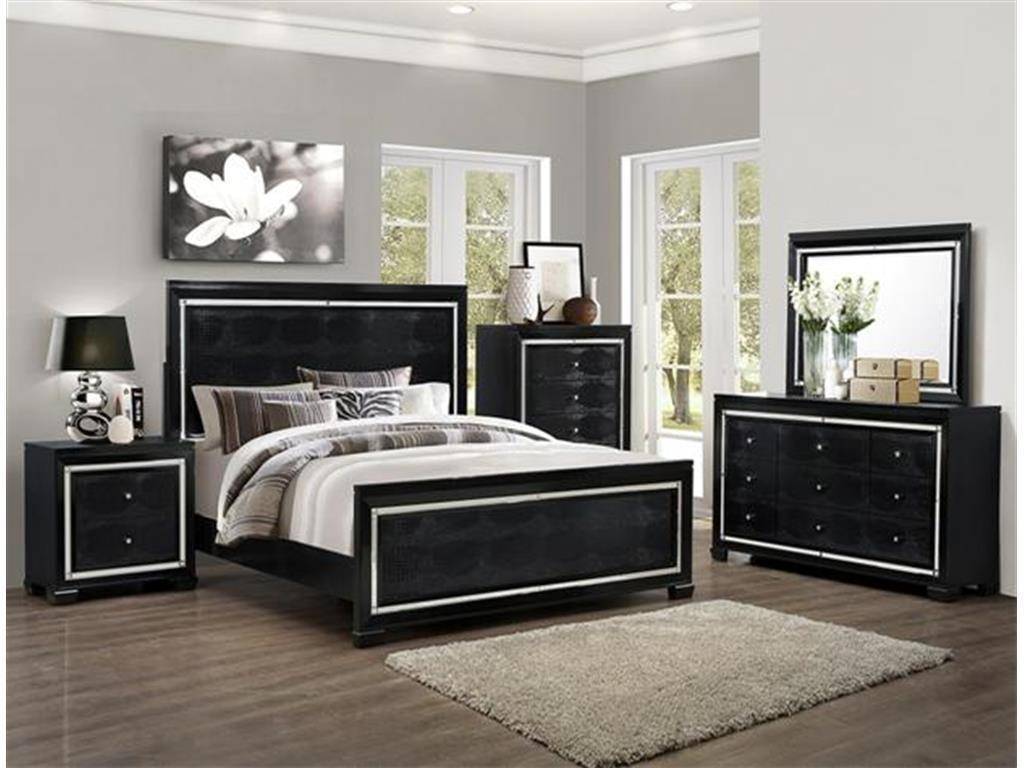 Buy Crown Mark Rb7200 Aria Queen Platform Bedroom Set 3 Pcs In Black Wood Solids And Veneer Online