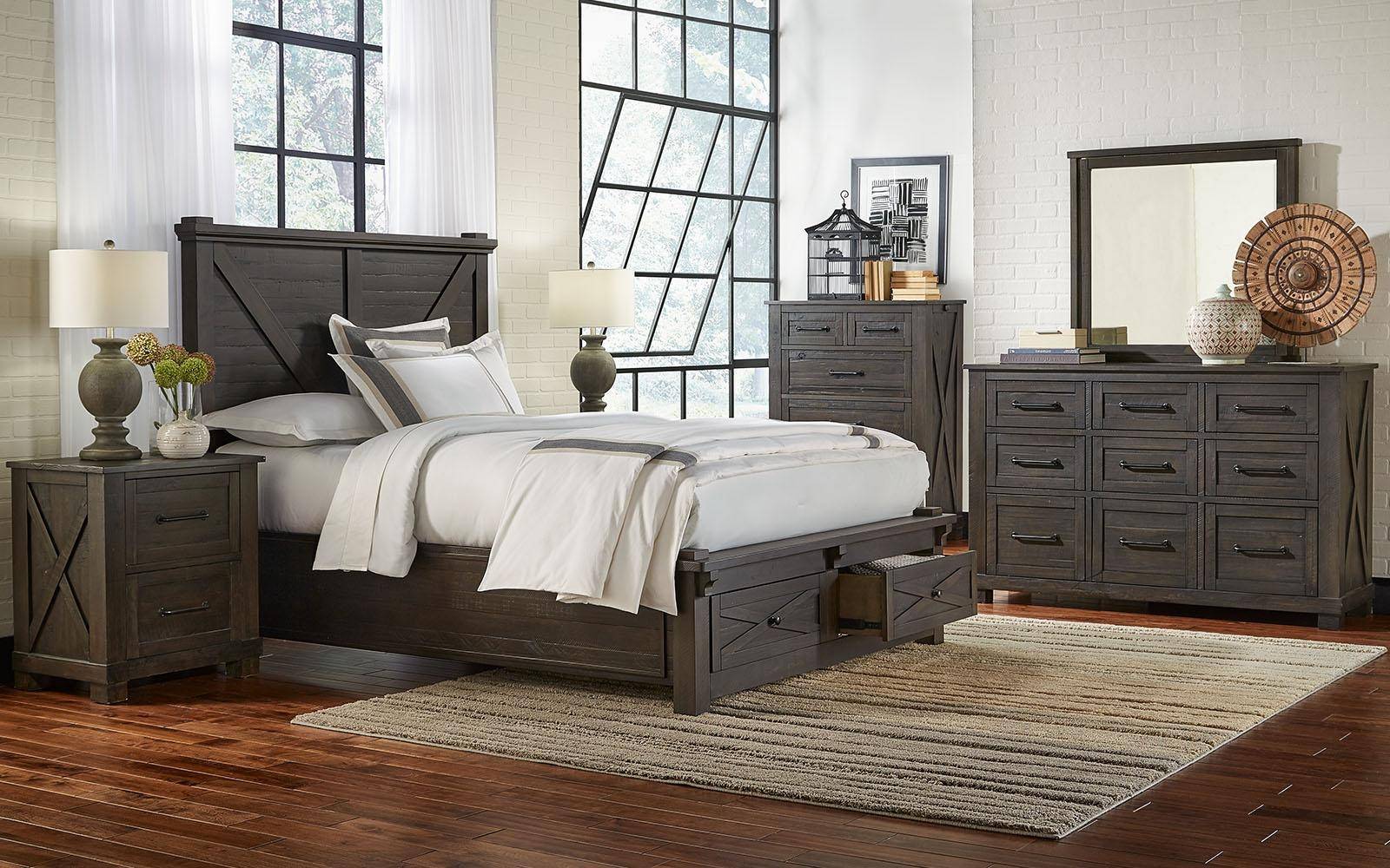 Buy A America Sun Valley King Storage Bed in Charcoal, Wood online