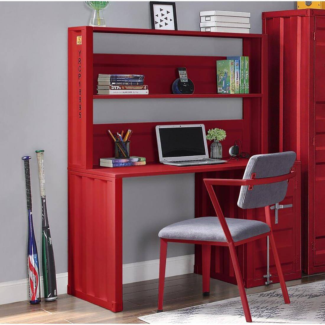 Buy ACME Home Office Set Pcs in Red, Gray, Fabric online