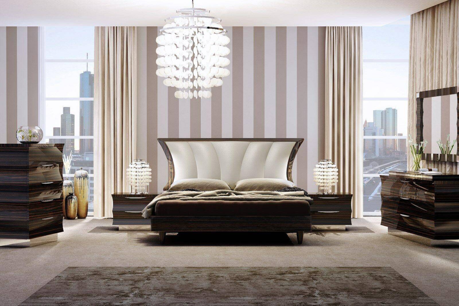 Gray High Gloss Finish Queen Bedroom Set 5Pcs Modern Nola Global