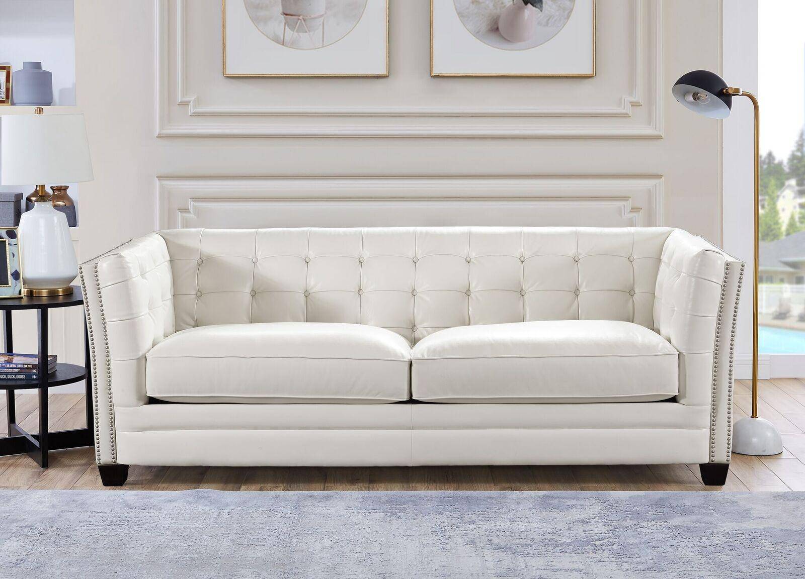 bron white leather sofa and loveseat set