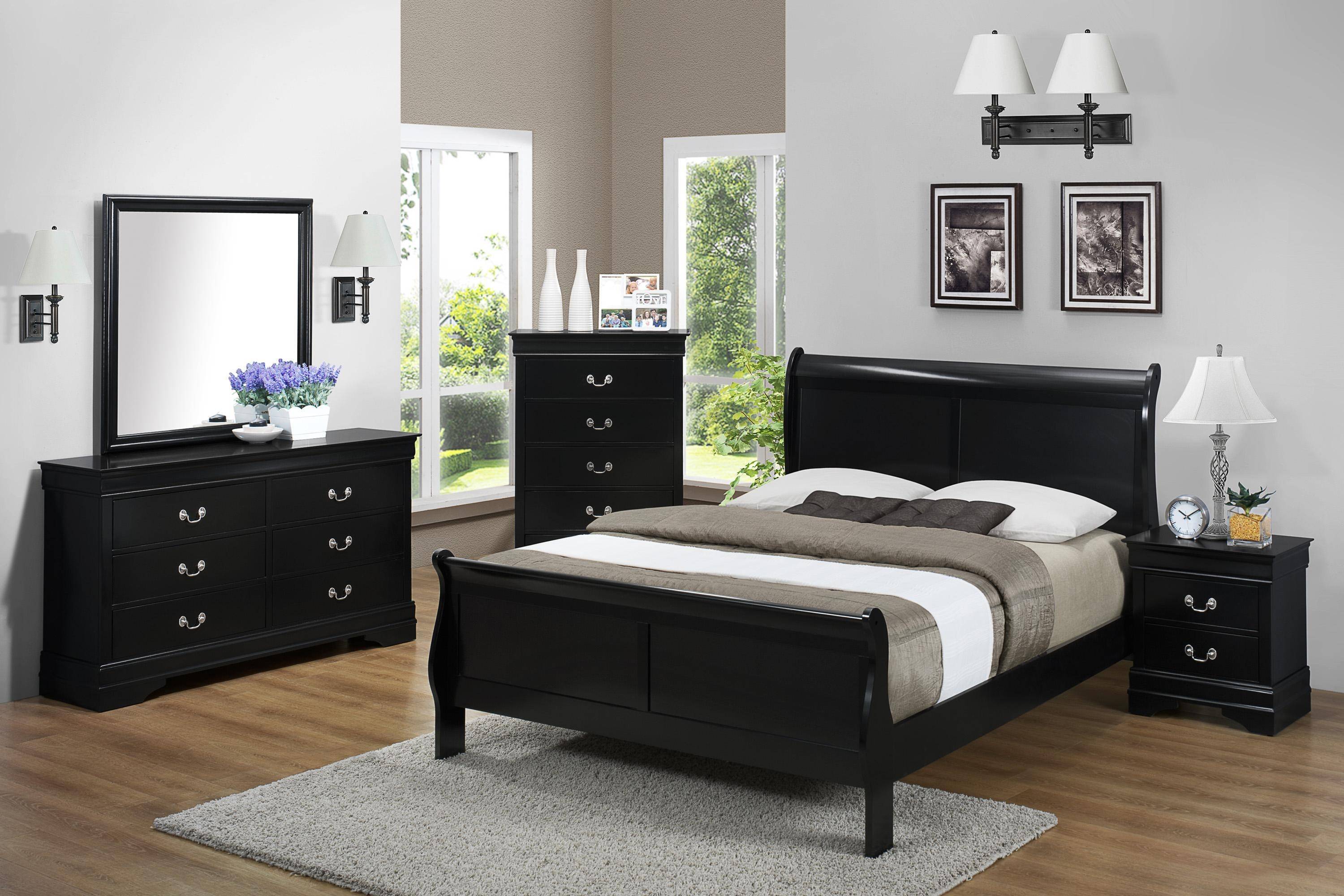 Myco Furniture Louis Philippe Bed-Color:Cherry,Size:King 