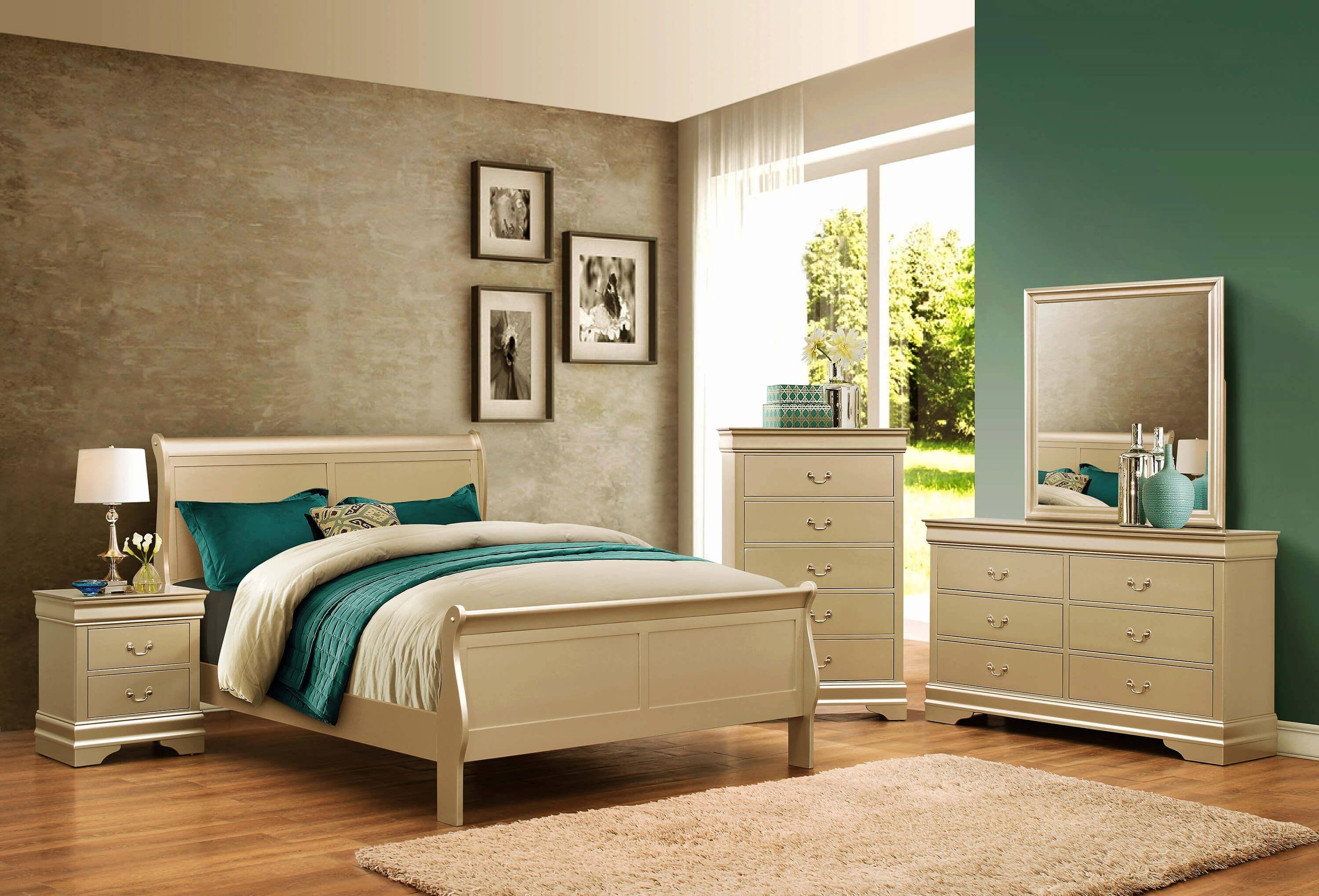 Myco Furniture Louis Philippe Bed-Color:Cherry,Size:King 