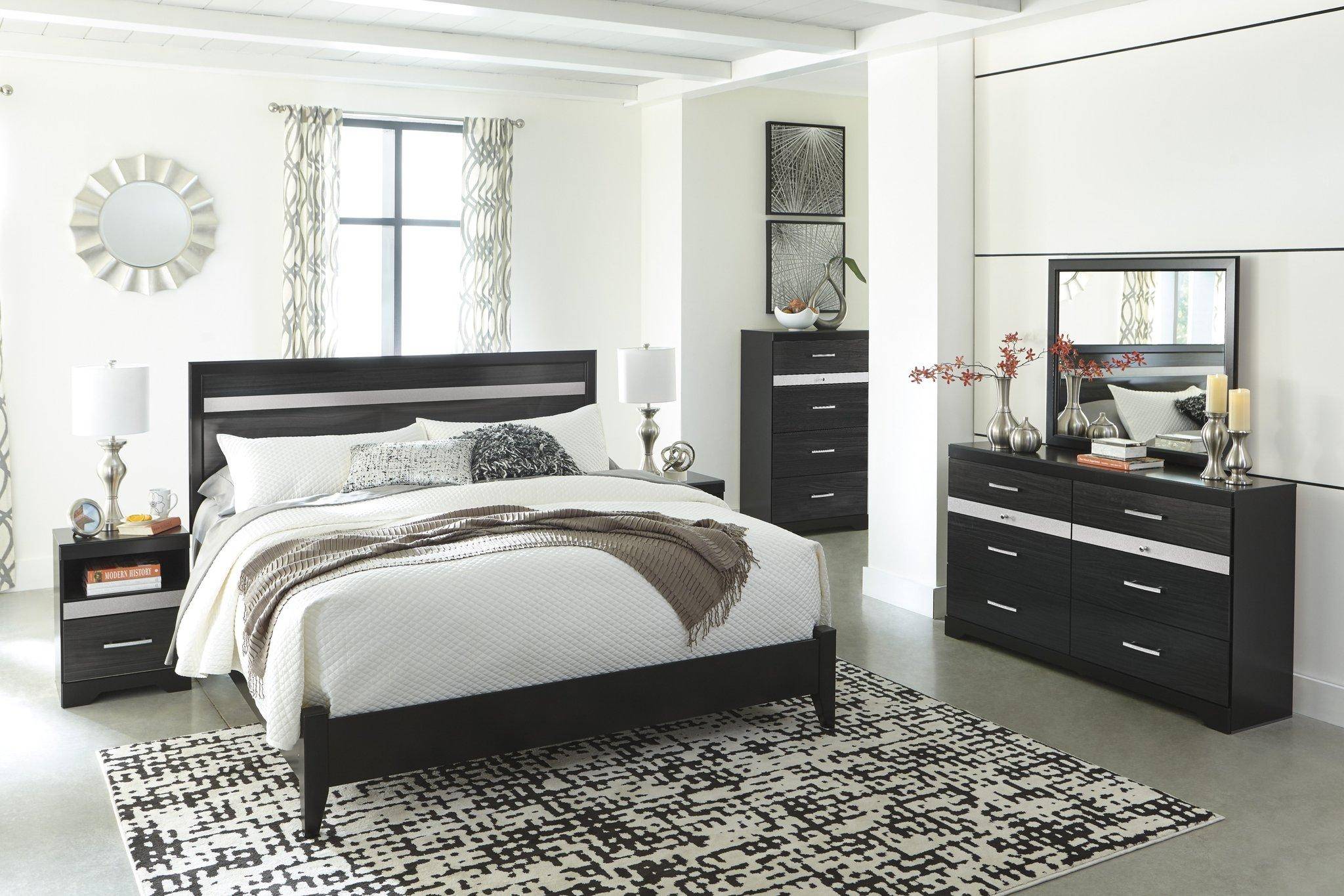 Buy Ashley Starberry Queen Panel Bedroom Set 6 Pcs In Black Wood Online