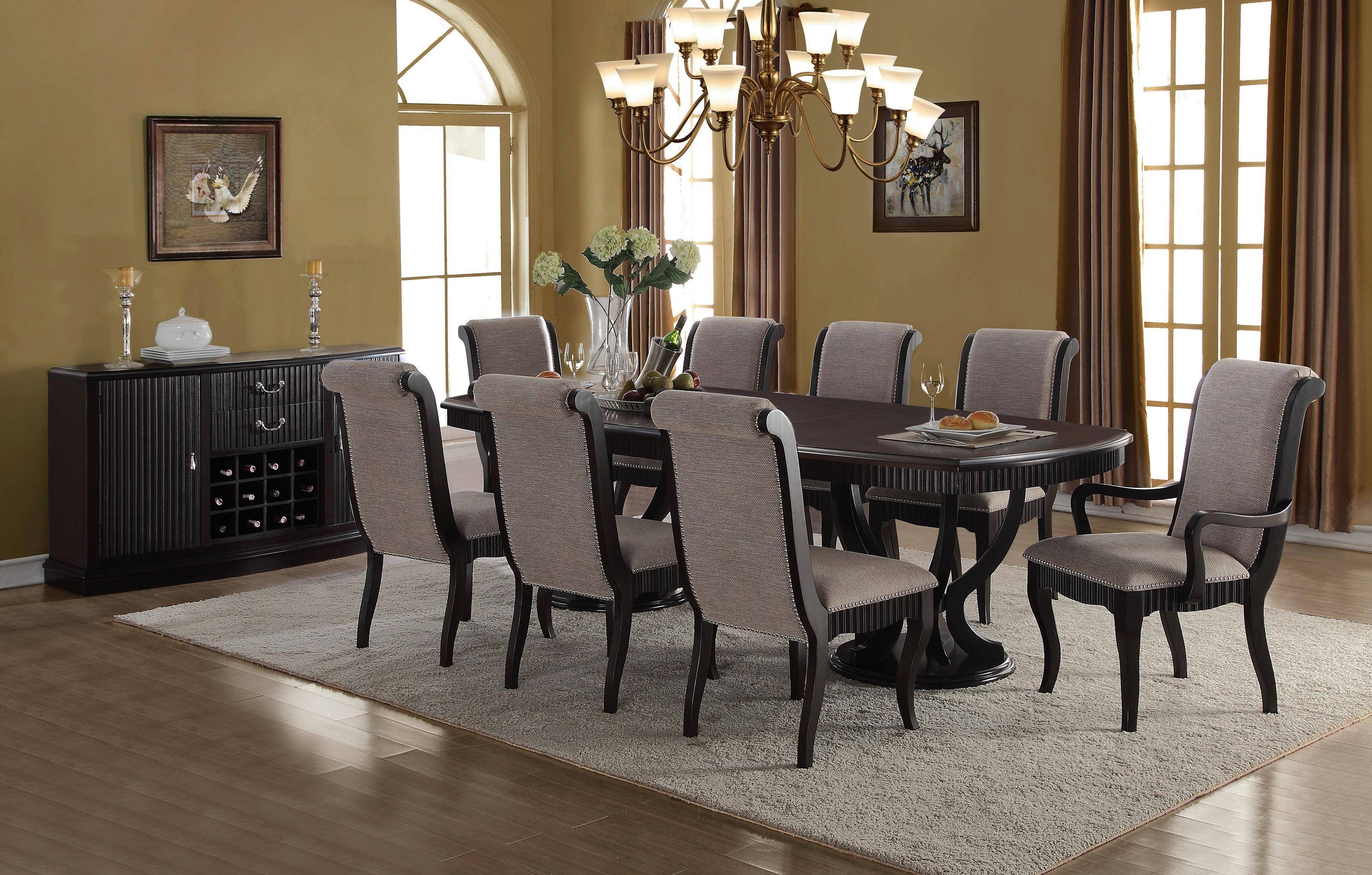 Buy McFerran D1600 Dining Table Set 9 Pcs In Black