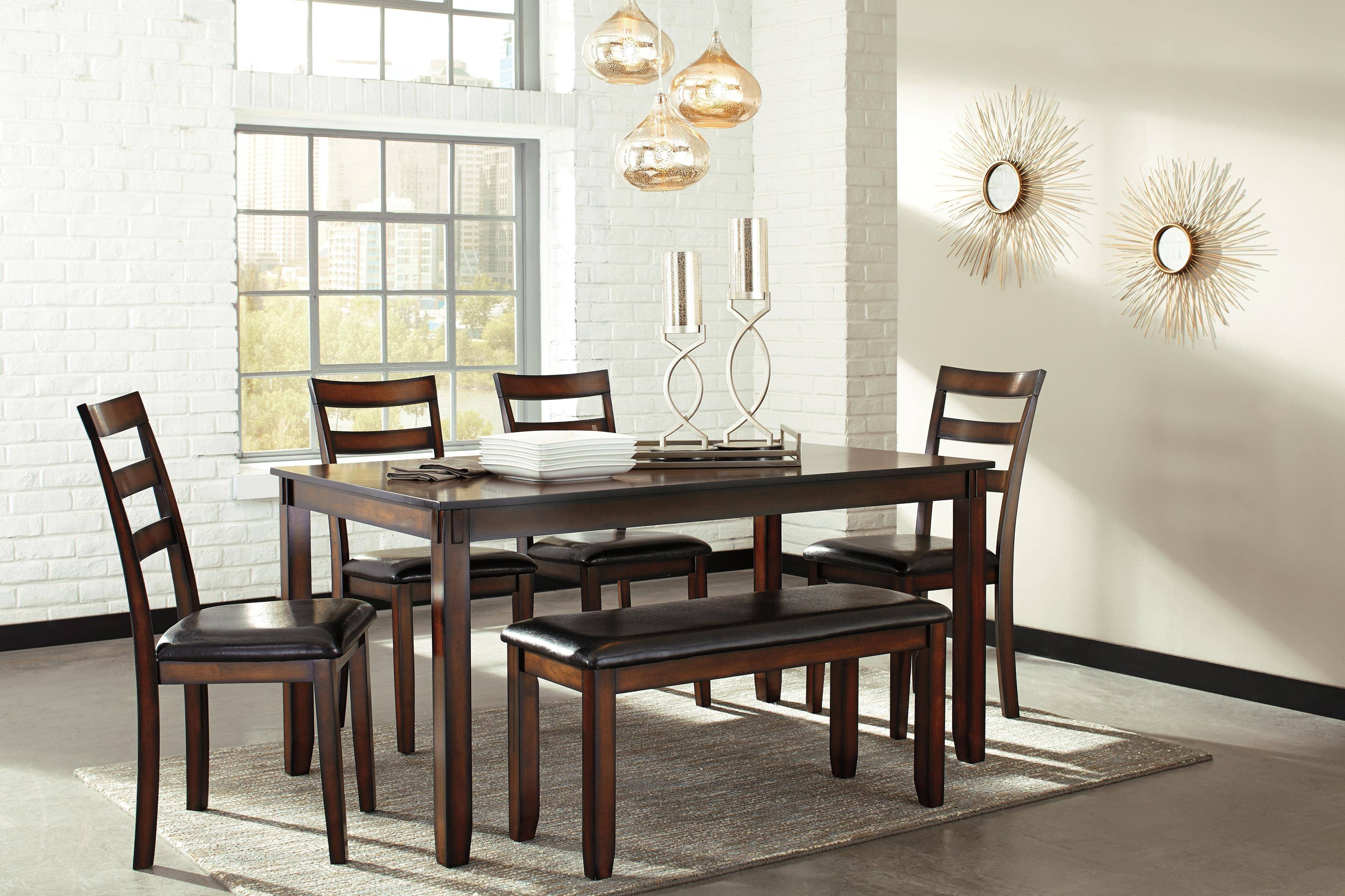 Buy Ashley Coviar Dining Room Set 6 Pcs in Brown, Faux ...