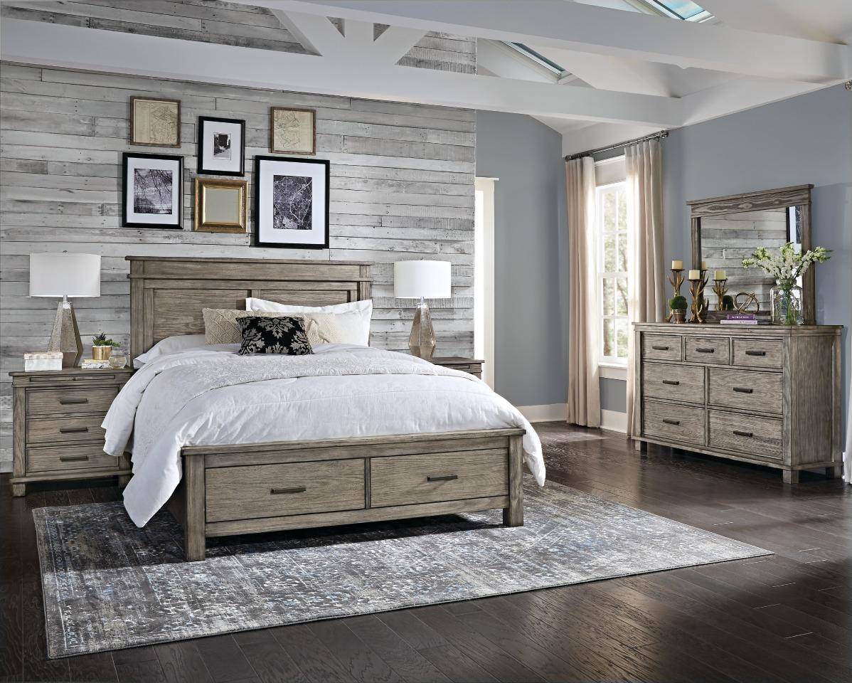 gray bedroom furniture with storage