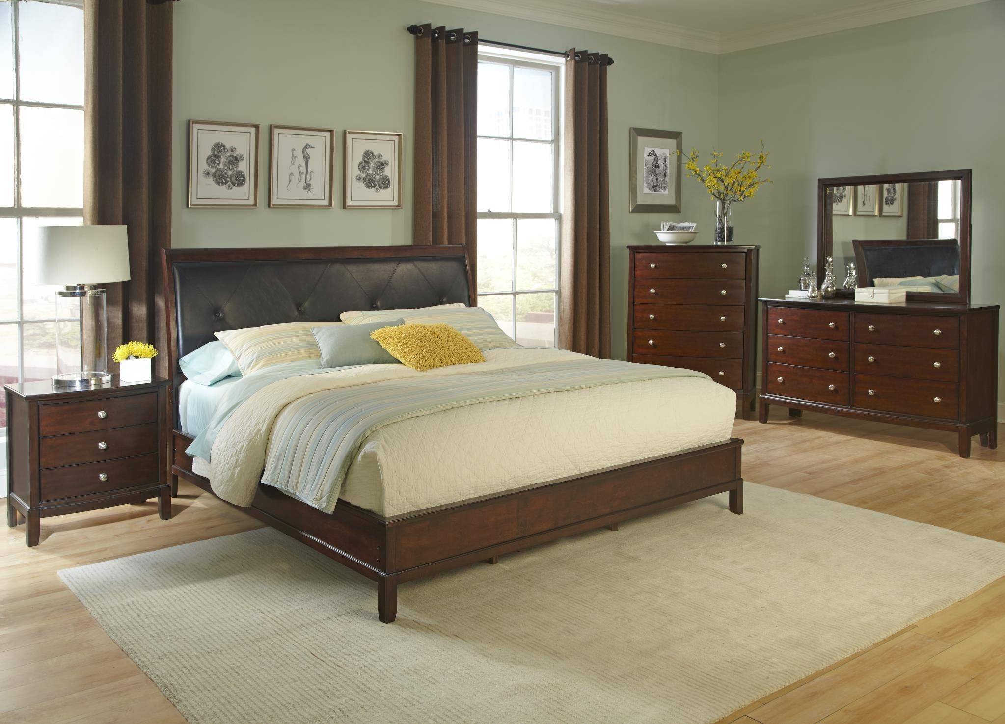 Buy Soflex Taya Queen Panel Bedroom Set 5 Pcs in Cherry ...