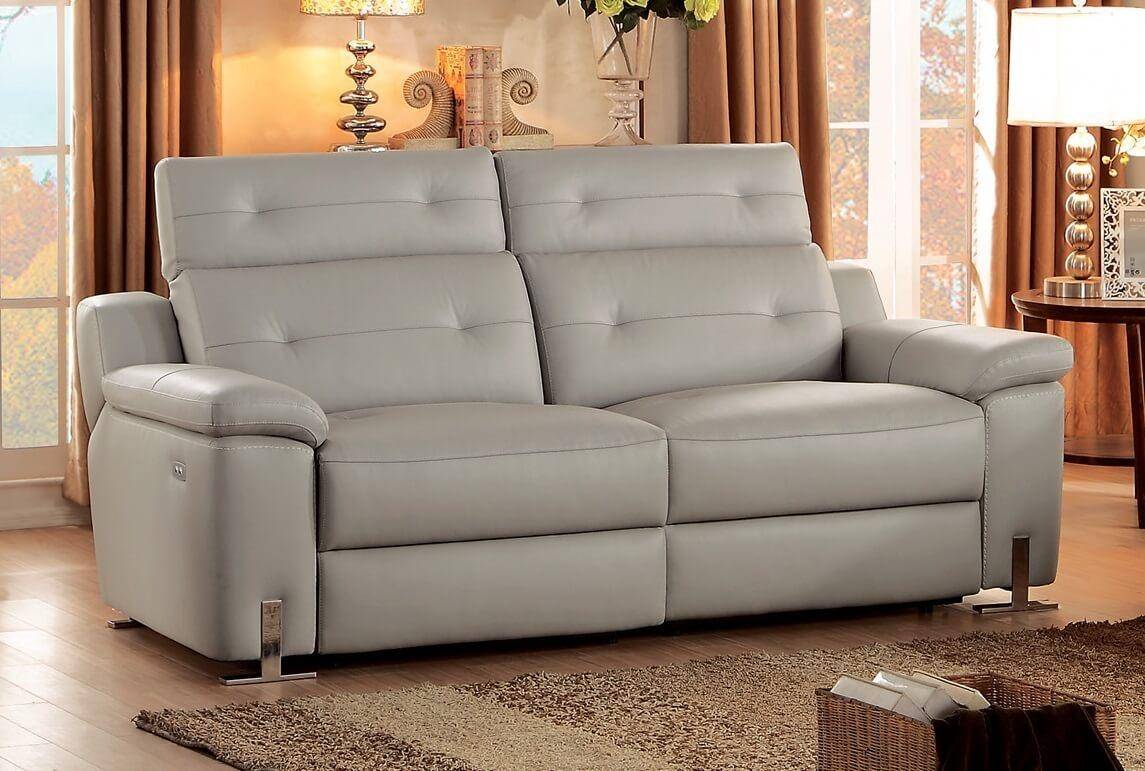 gray top grain leather sofa