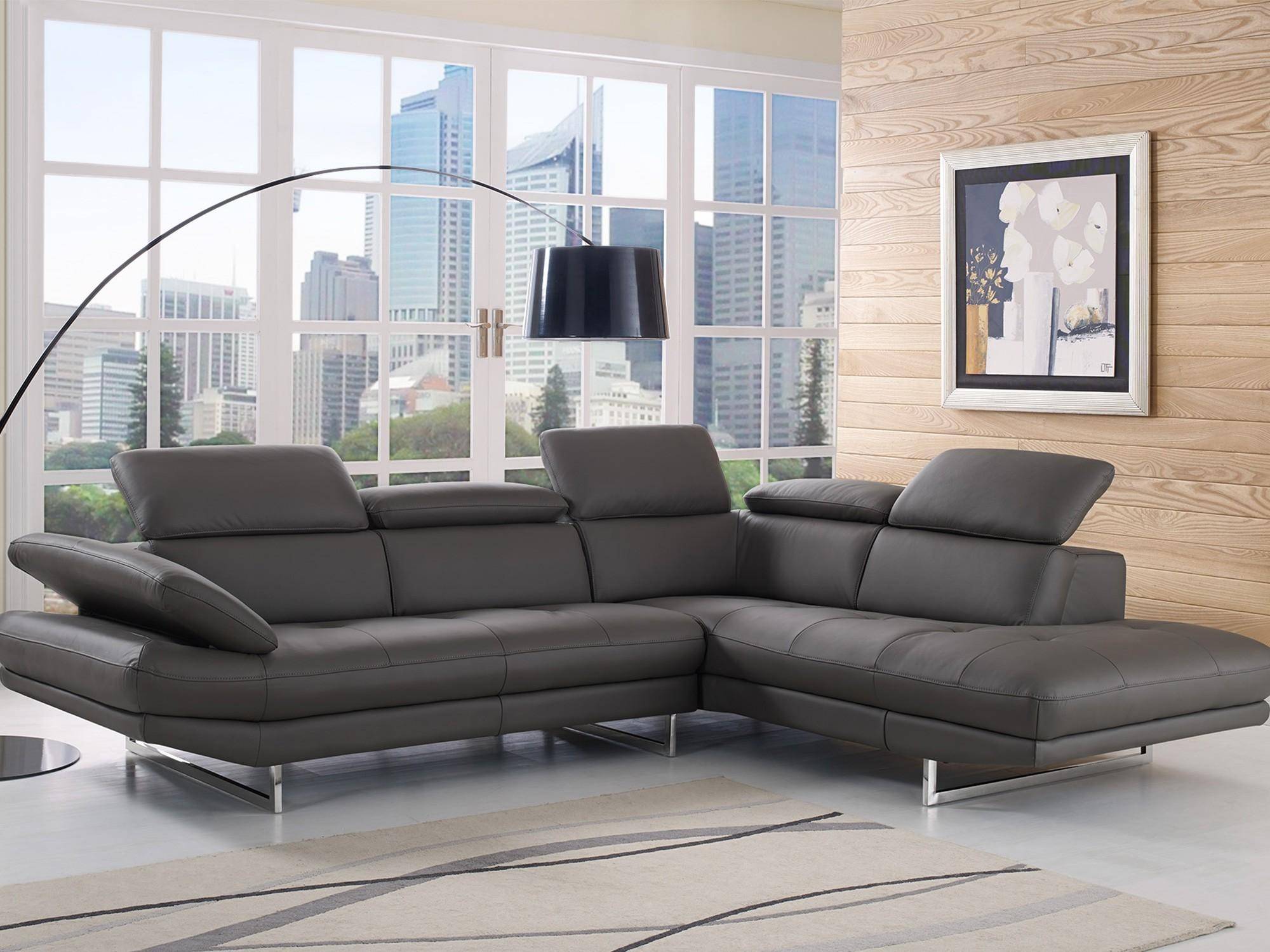 Buy Wade Logan Gridley Sectional Sofa in Dark Gray, Genuine Leather online