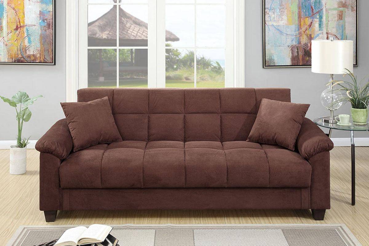 poundex espresso faux leather adjustable sofa