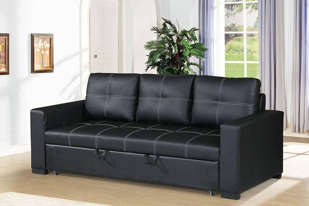 poundex espresso faux leather adjustable sofa