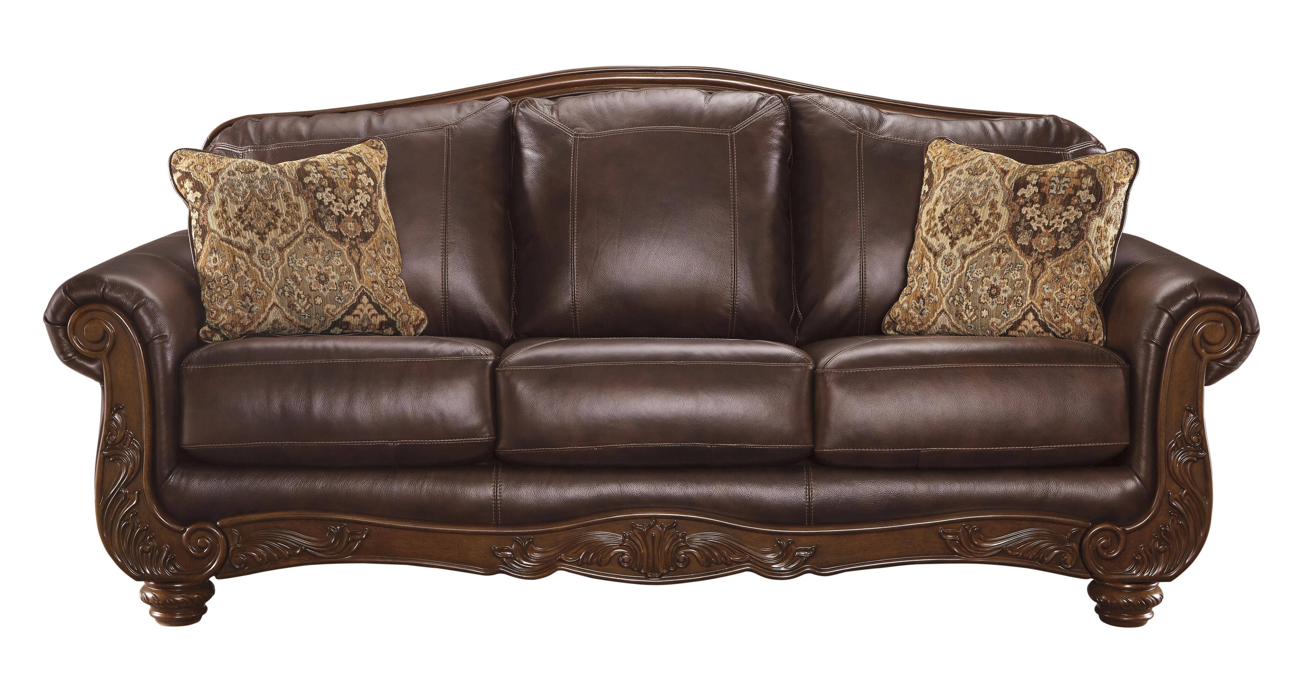 ashley furniture red brown leather sofa
