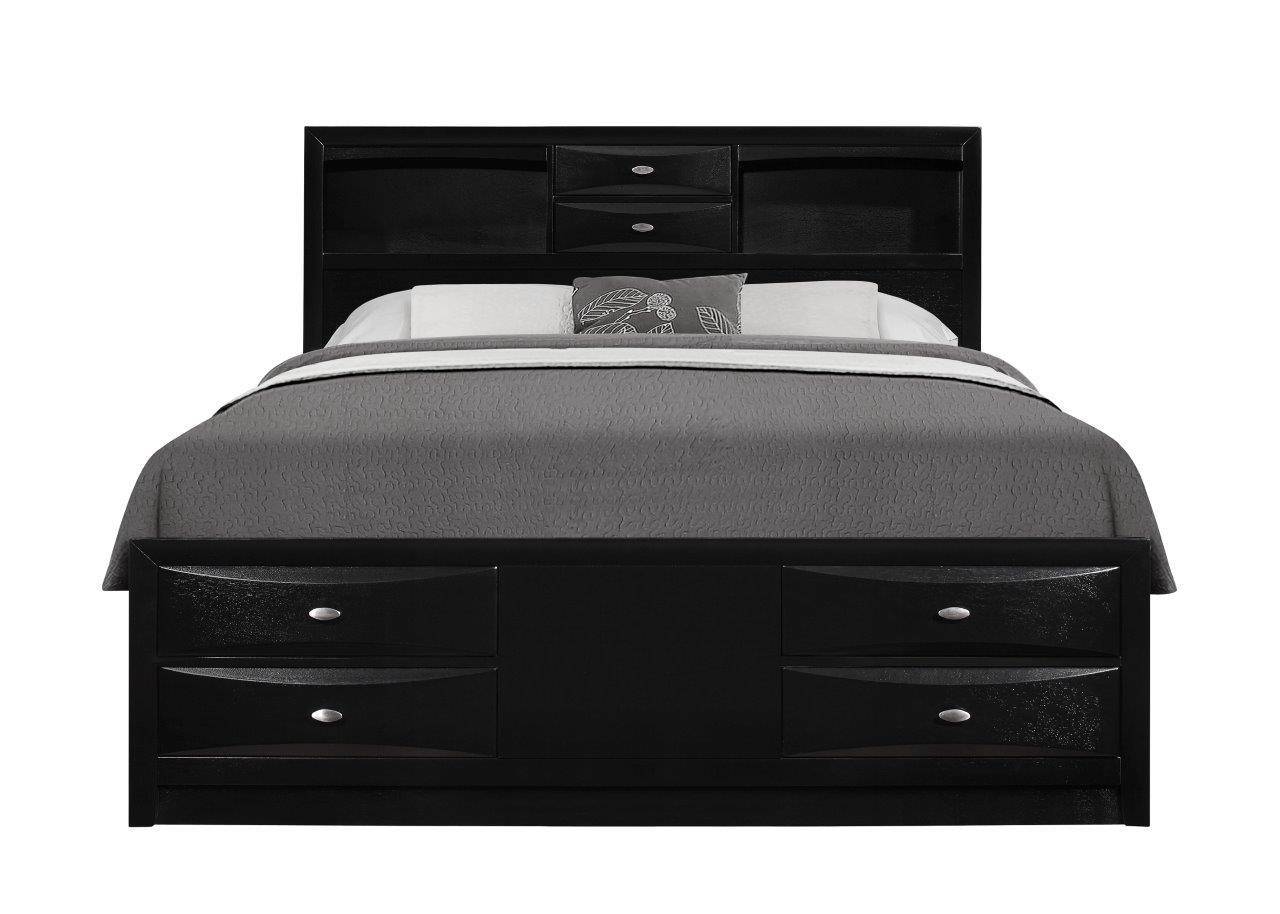 Buy Global Furniture Linda Black Queen Storage Bedroom Set 3 Pcs In Black Wood Metal Veneers Online