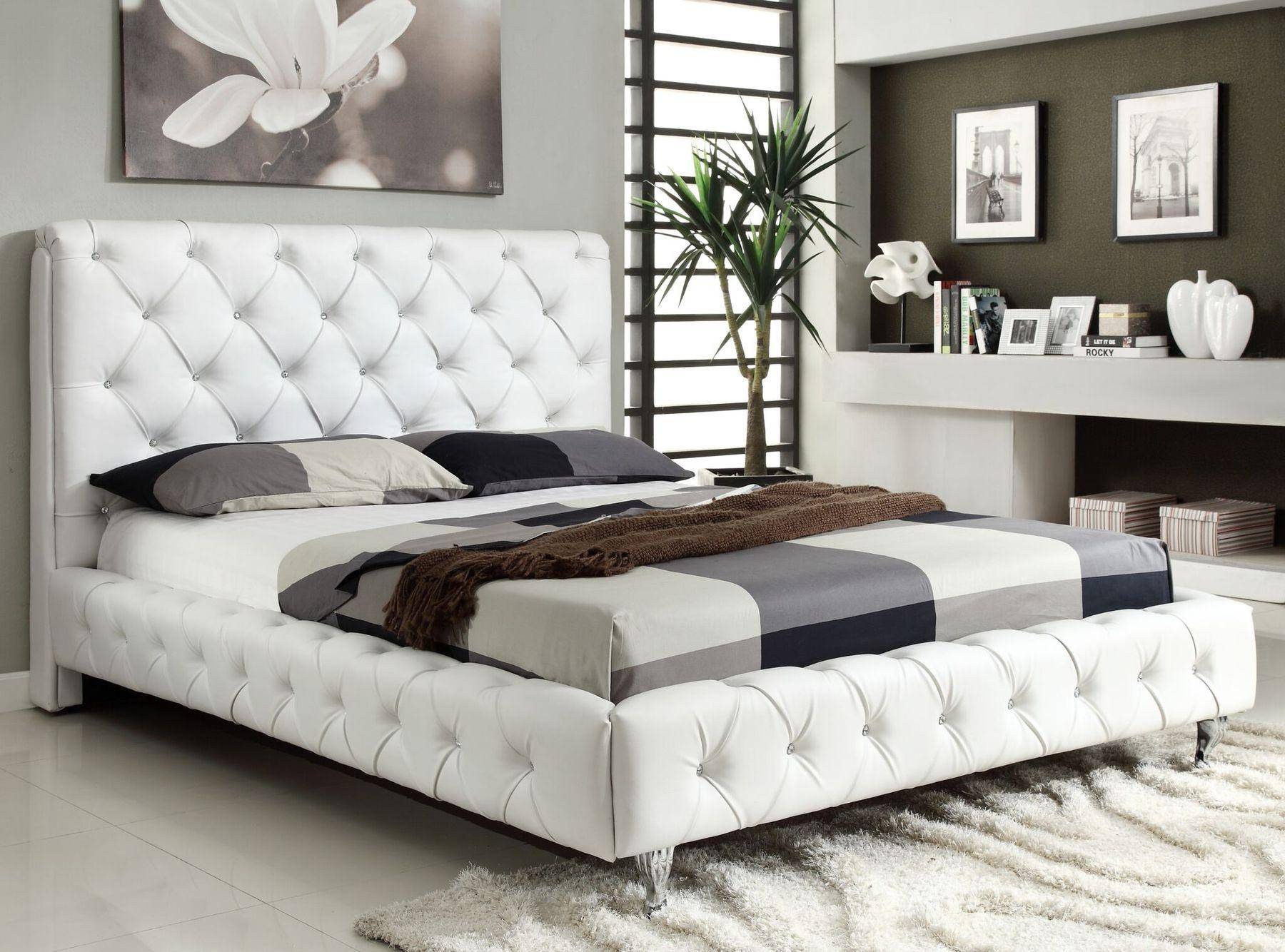 Buy At Home Maria King Platform Bed in White, Leatherette online