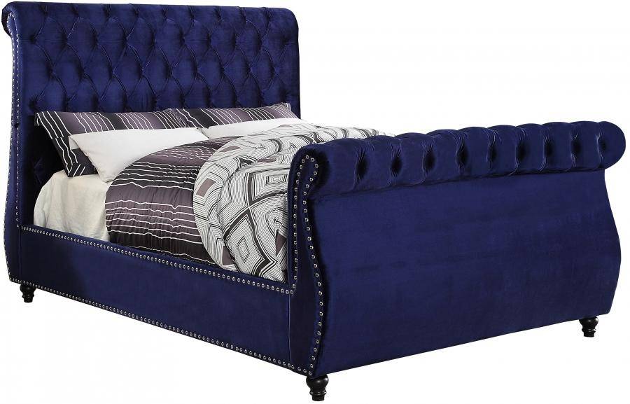 Blue 2024 sleigh bed