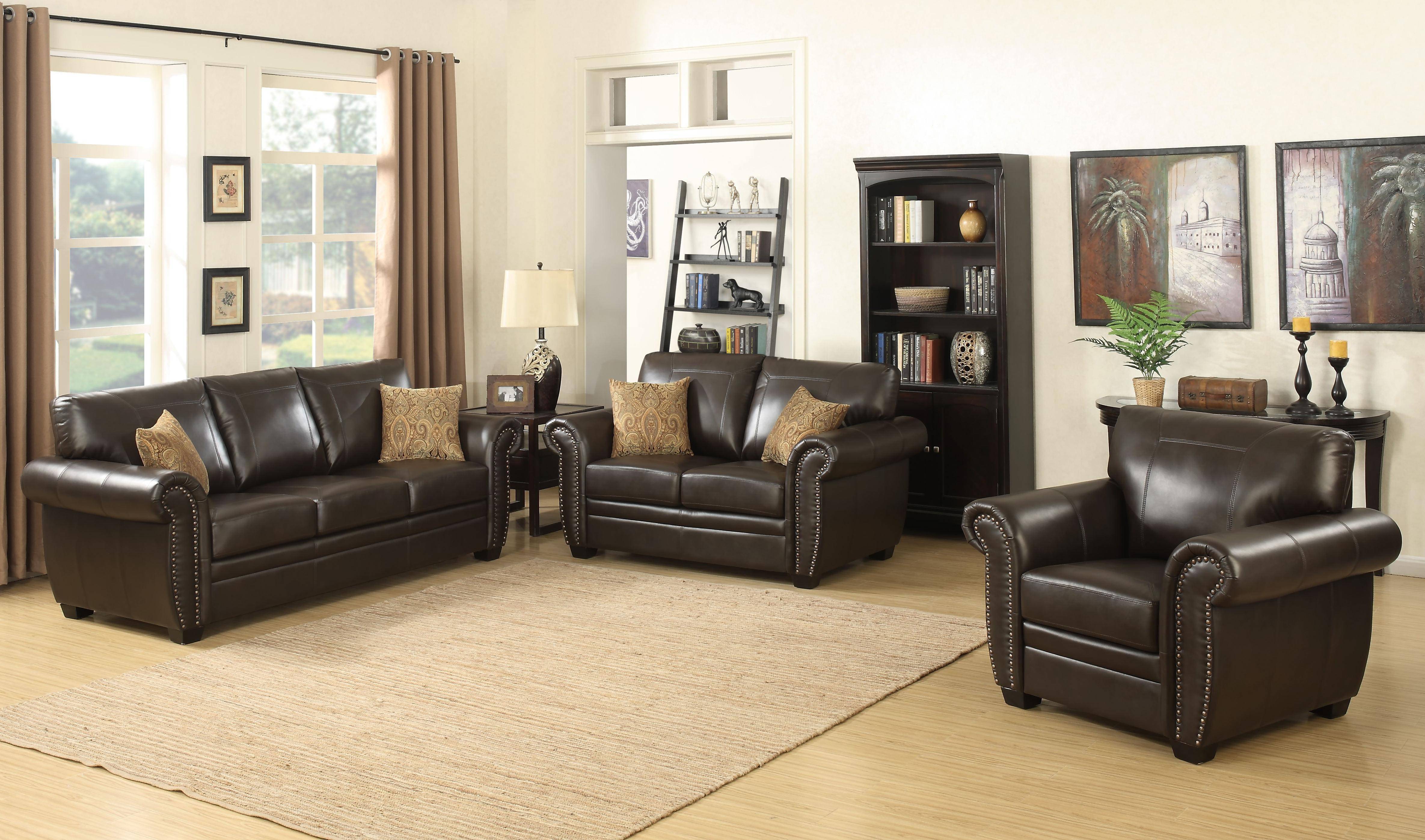 Dark Brown Leather Furniture Living Room ~ Dark Chocolate Brown Bonded ...