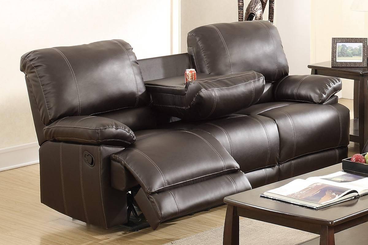 poundex espresso faux leather adjustable sofa