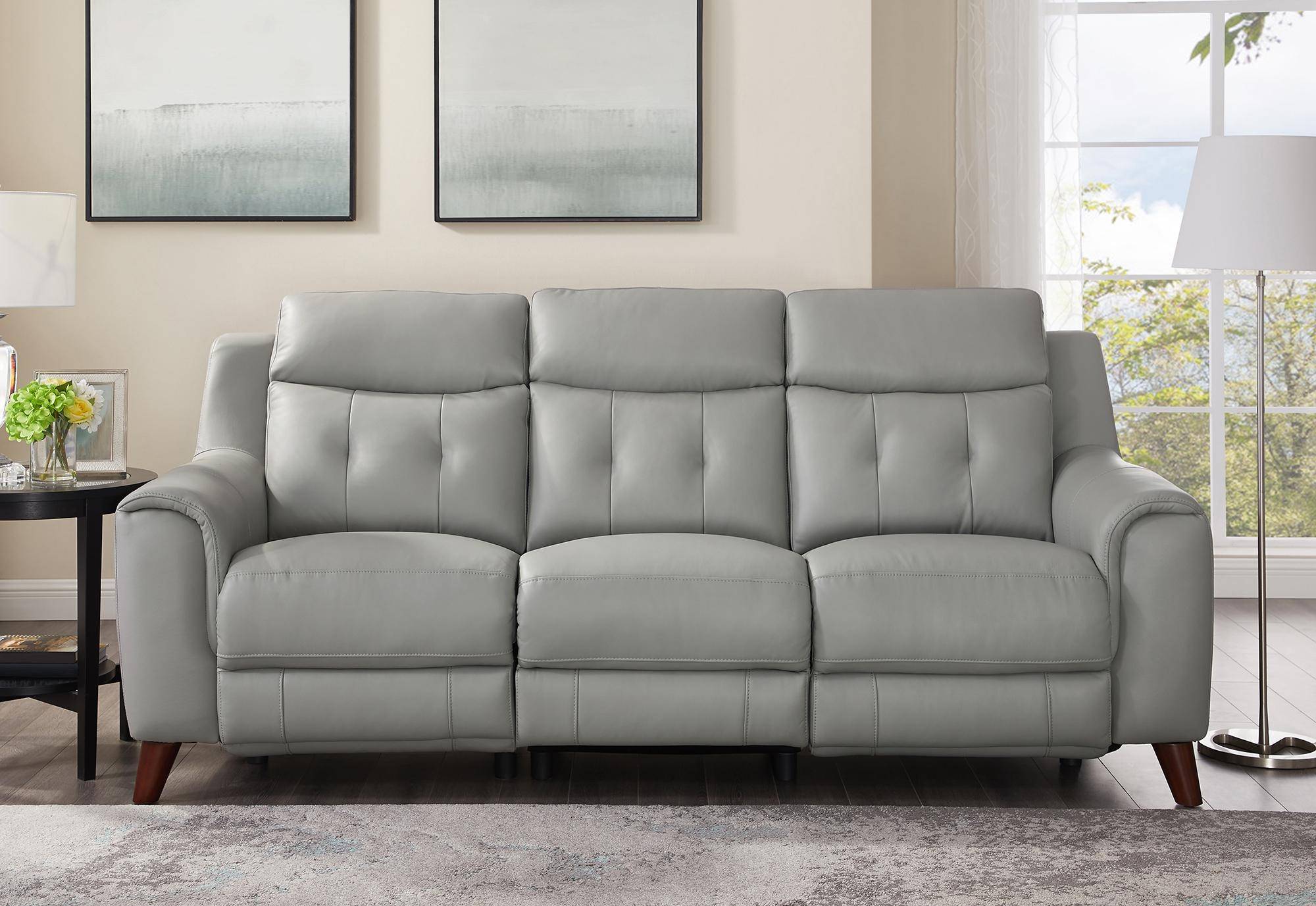 grey top grain leather sofa