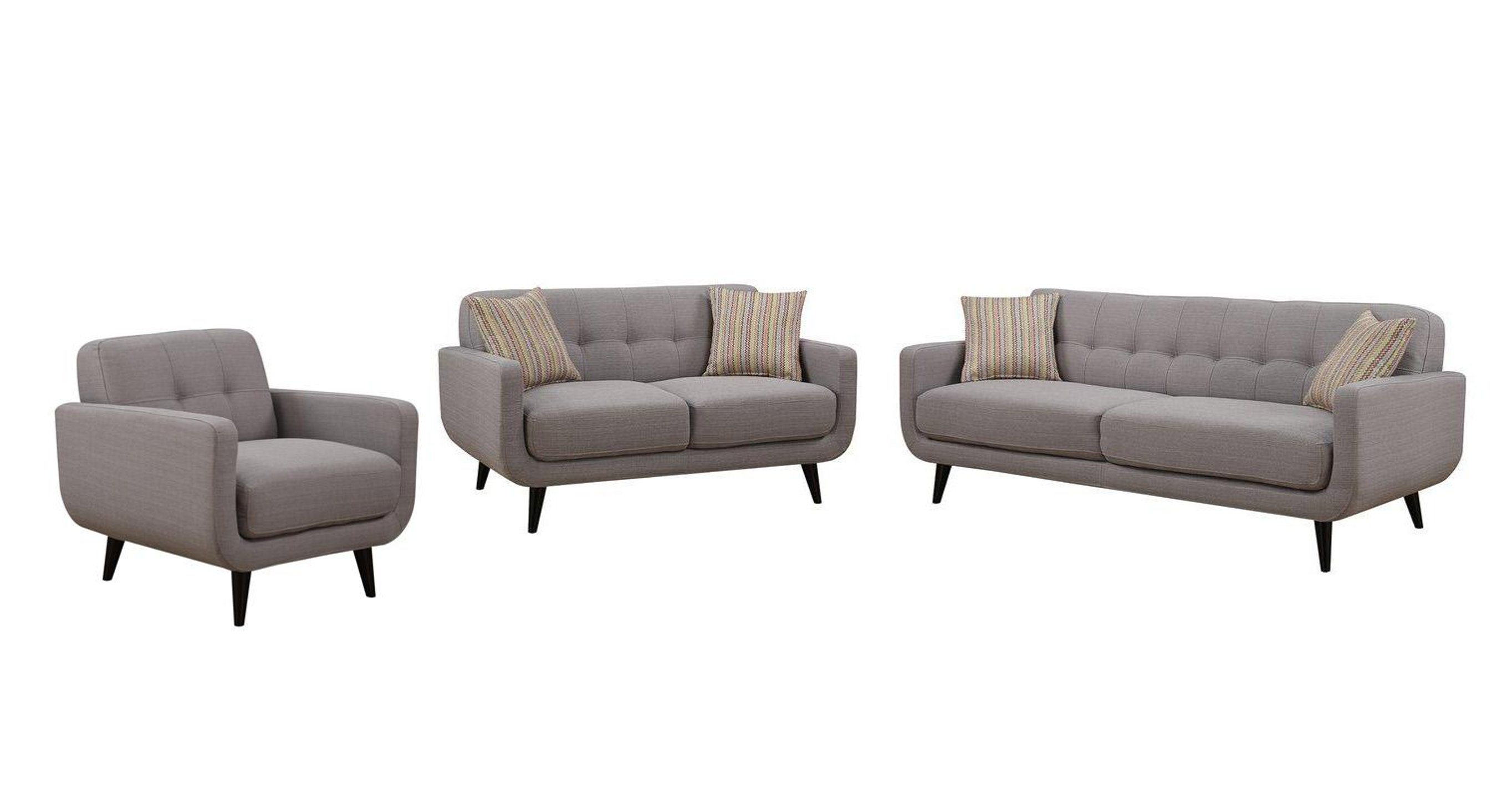 AC Pacific - Sofa Loveseat and Chair Set Crystal