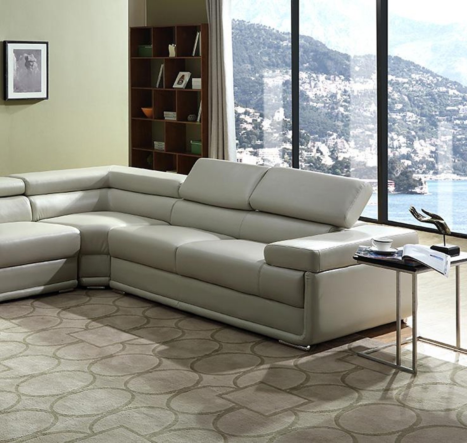 Buy Cosmos Furniture Zenith Sectional Sofa in Beige, Faux Leather online