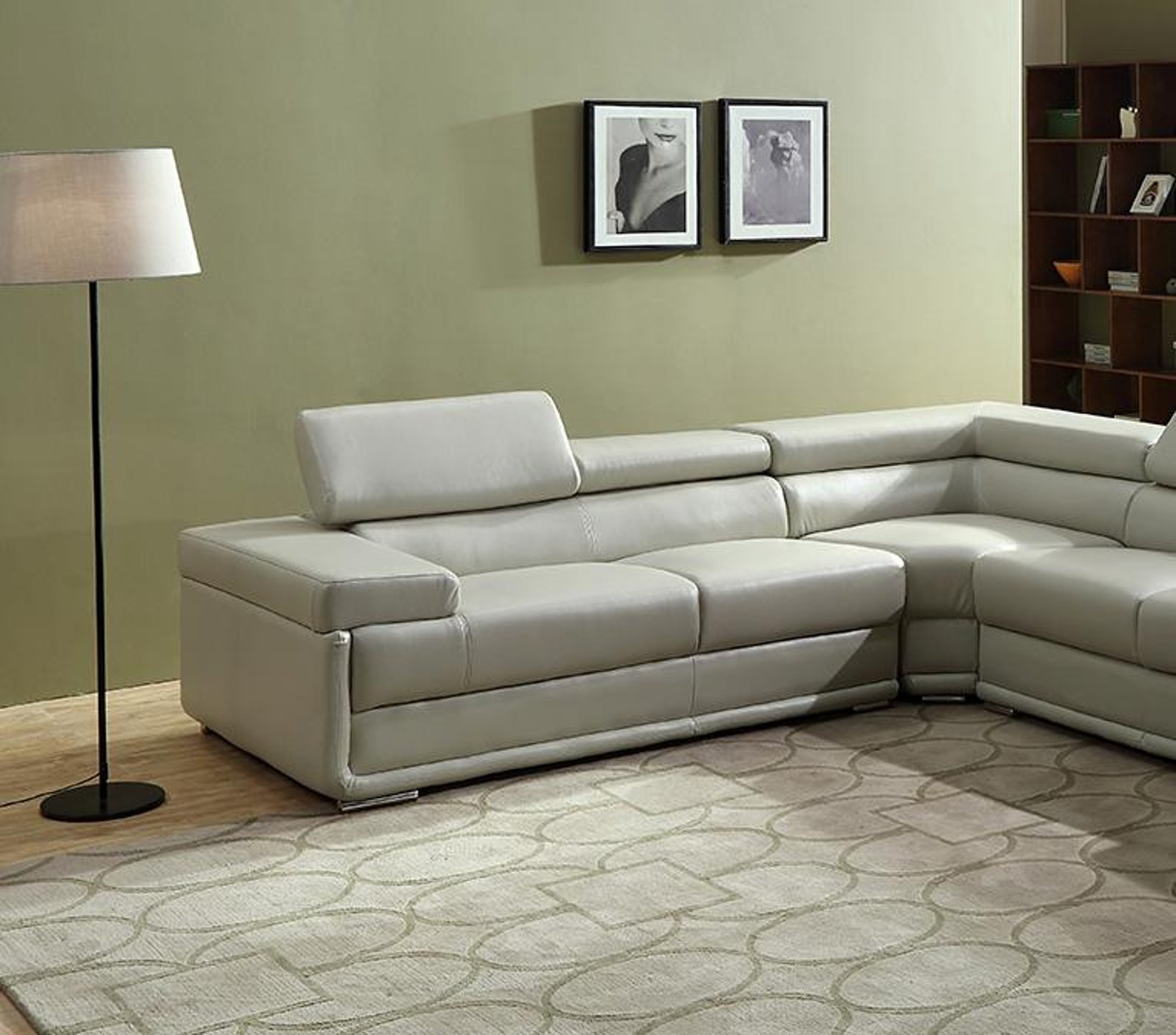 Buy Cosmos Furniture Zenith Sectional Sofa in Beige, Faux Leather online