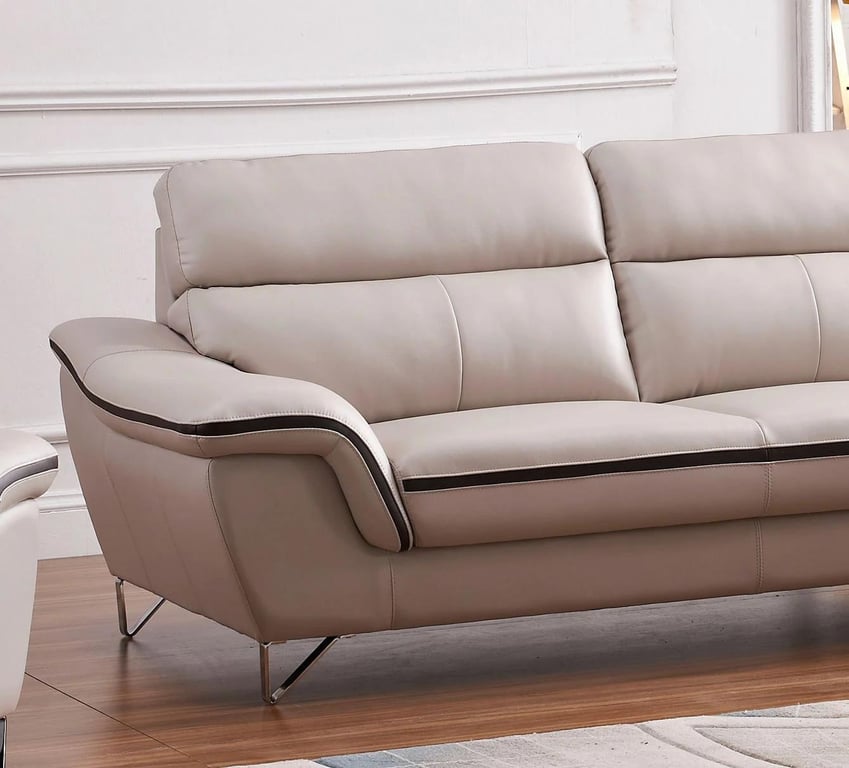 Buy Global United U168 Sofa And Loveseat Set 2 Pcs In Dark Brown Taupe Leather Gel Online