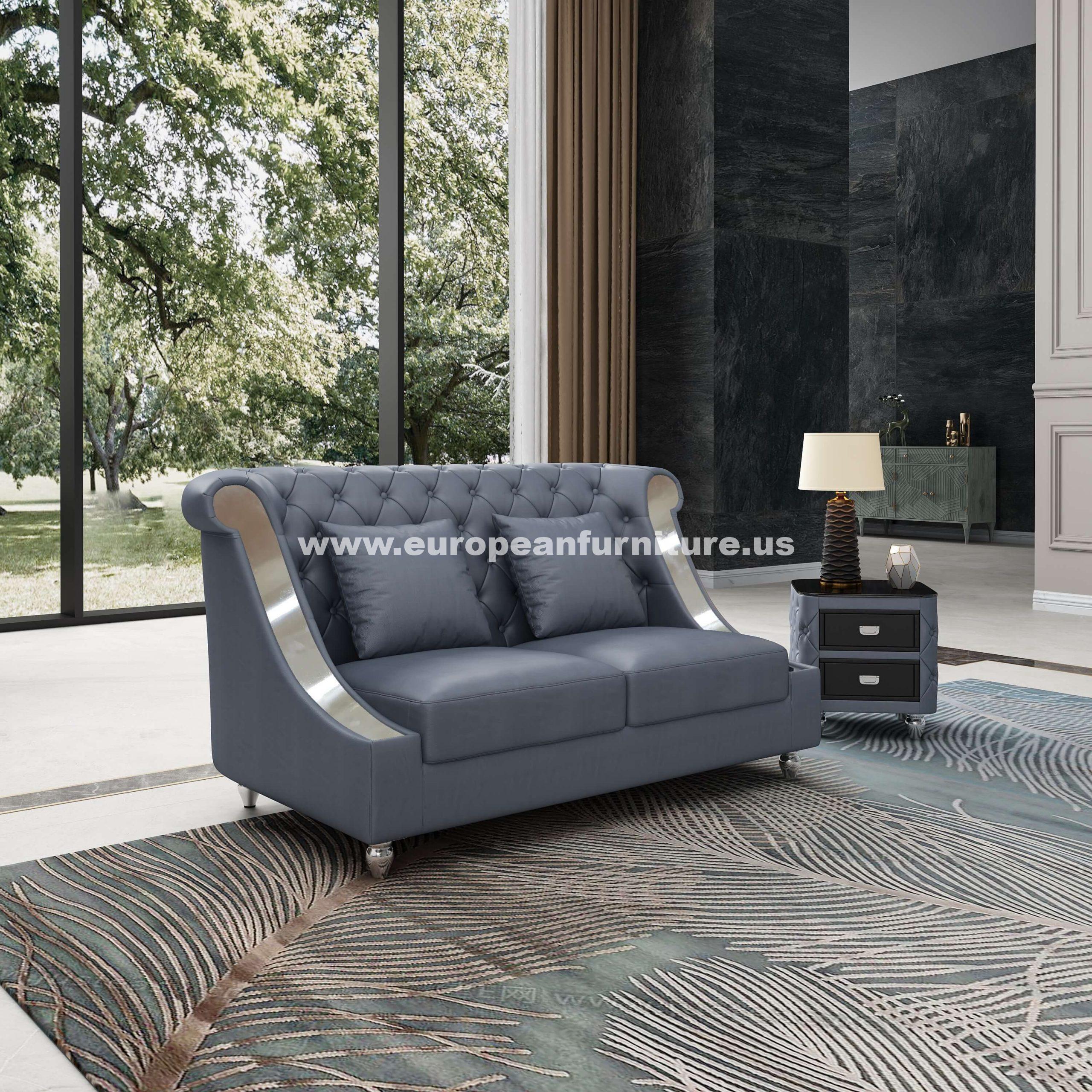 Buy EUROPEAN FURNITURE MAYFAIR Sofa Set 3 Pcs in Gray, Leather online