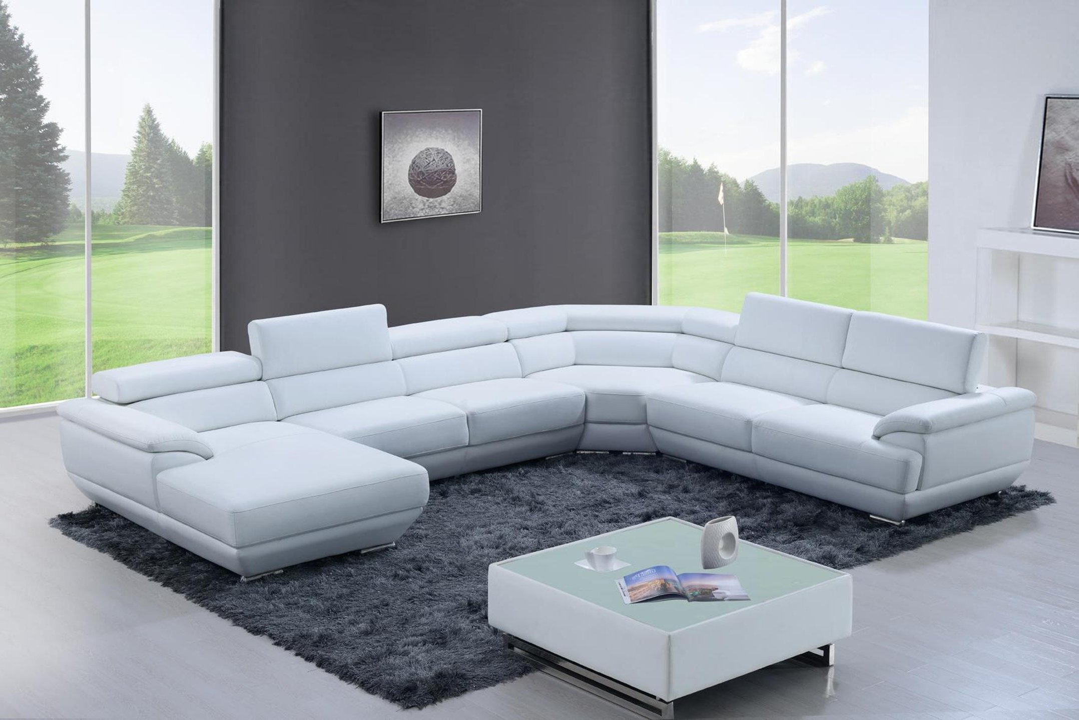 Buy ESF 430 Sectional Pure White Sectional Sofa Left Hand Chase in ...