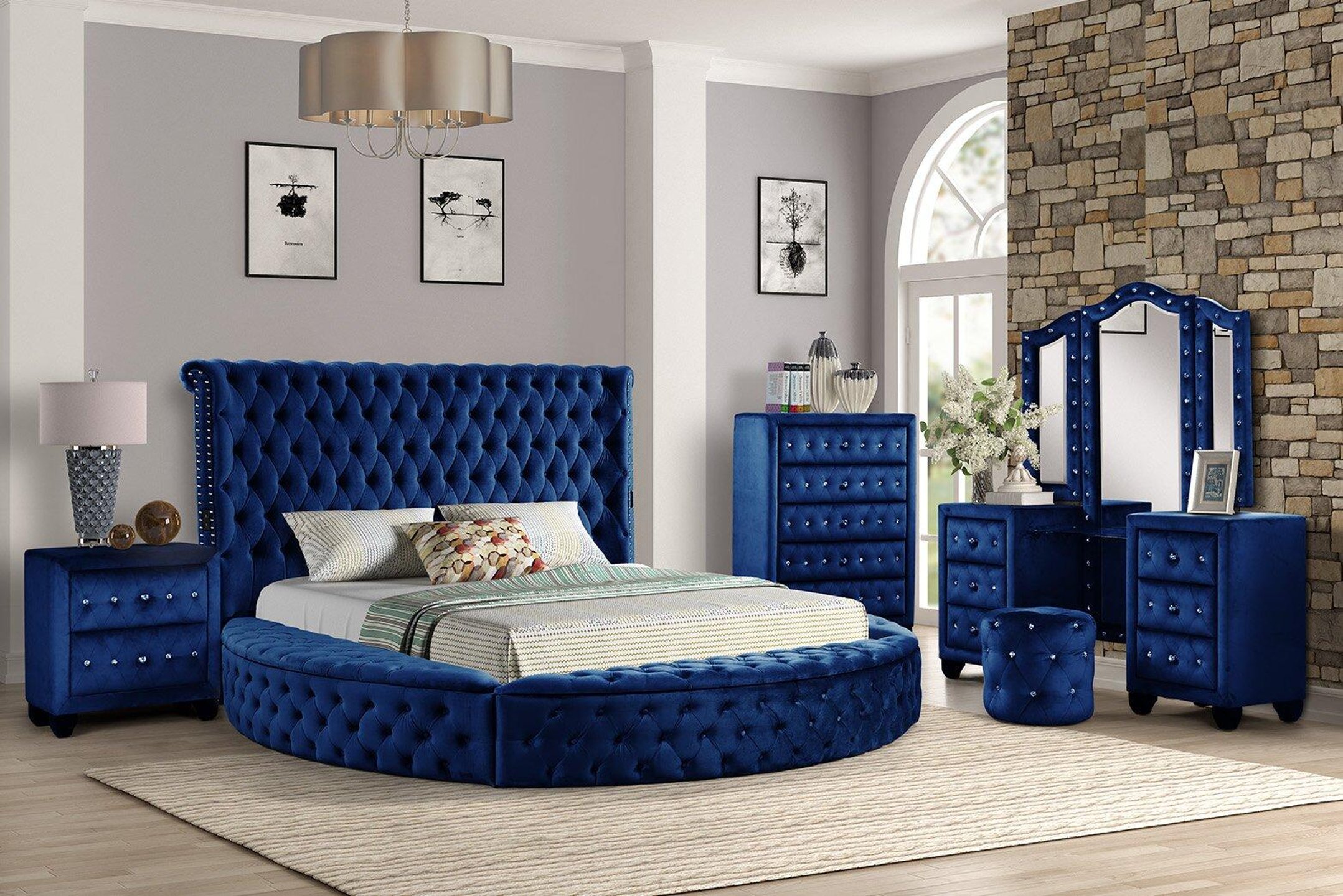 King bedroom deals set with vanity